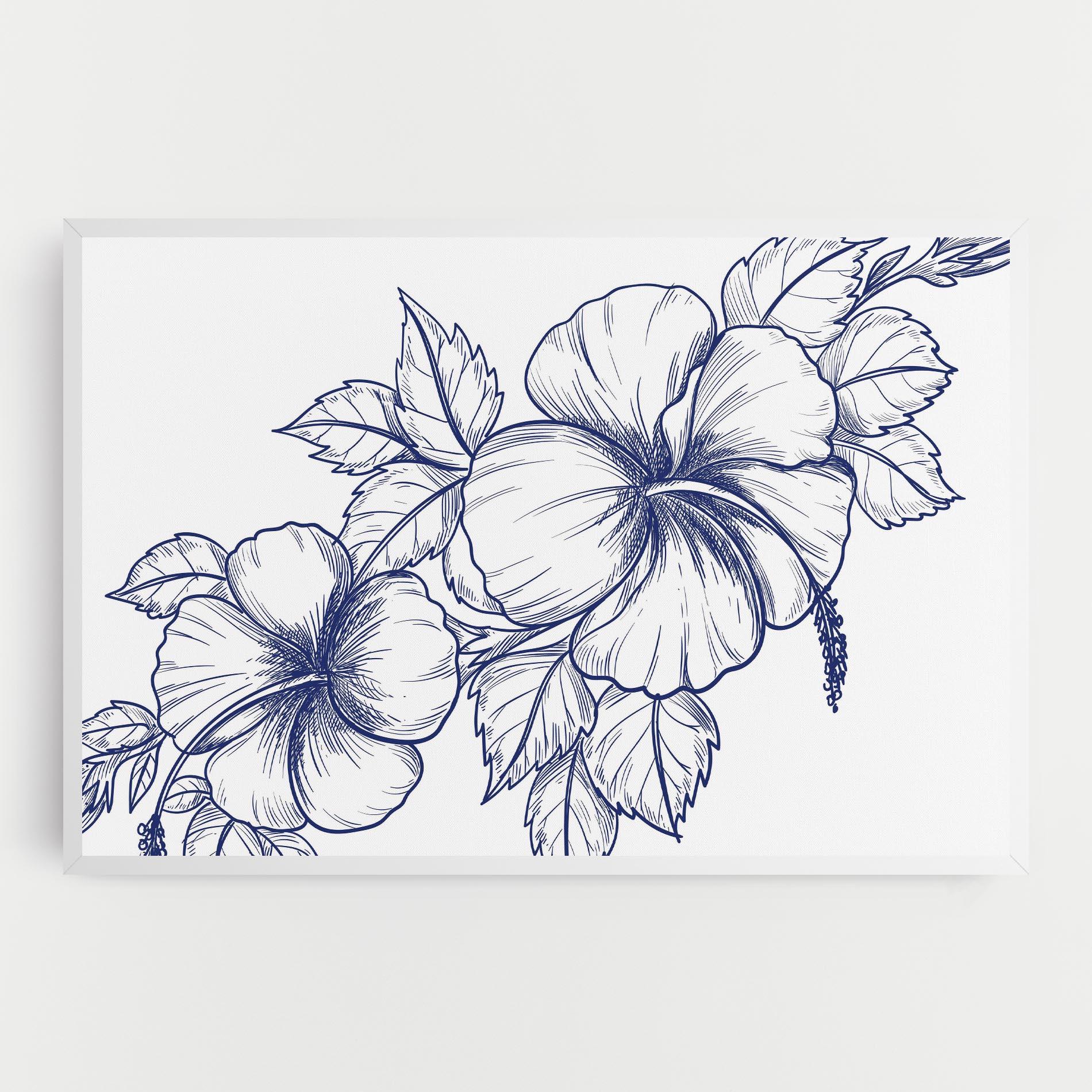 Vászonkép Dark Blue Line Flower mockup 0