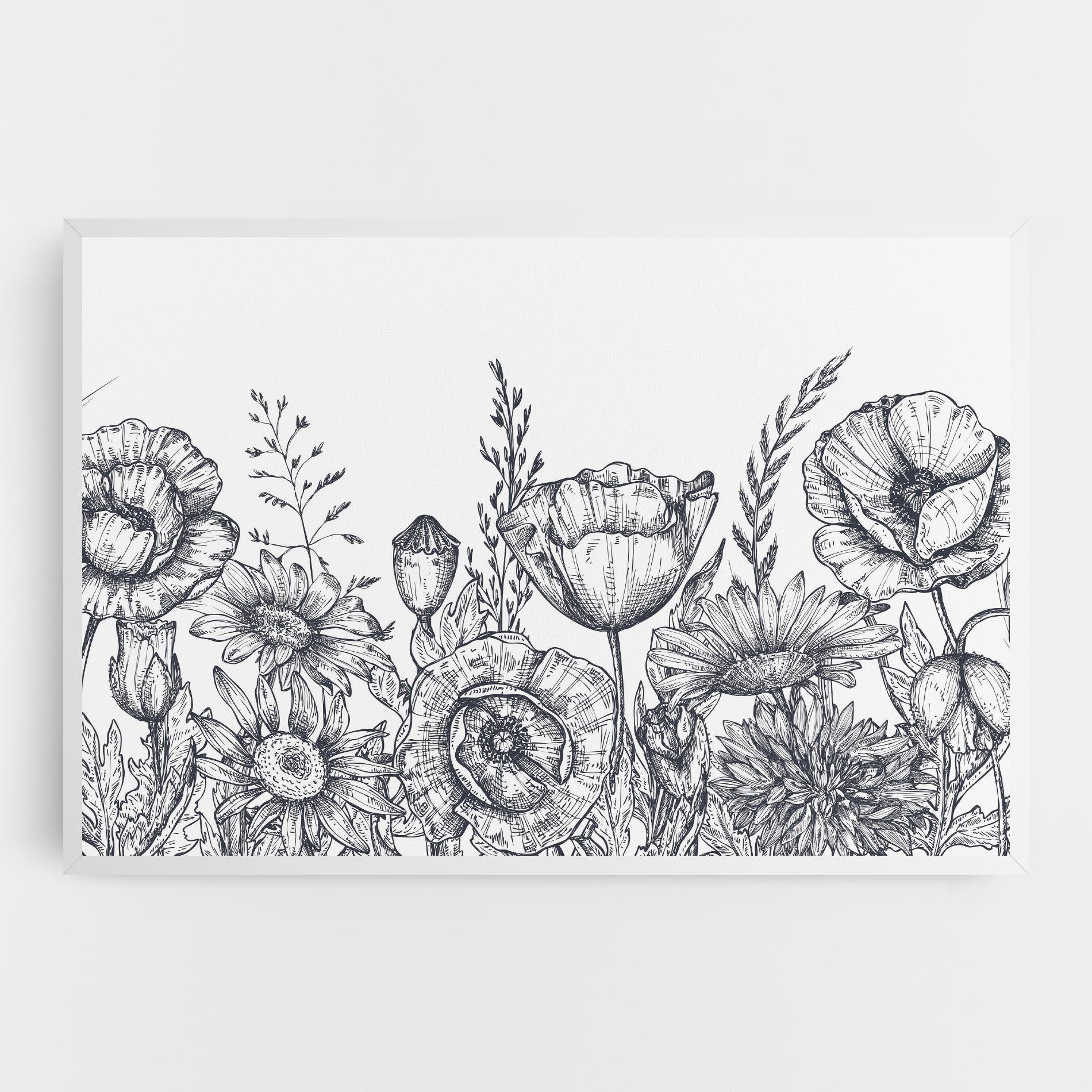 Vászonkép Flower Grey Line mockup 0