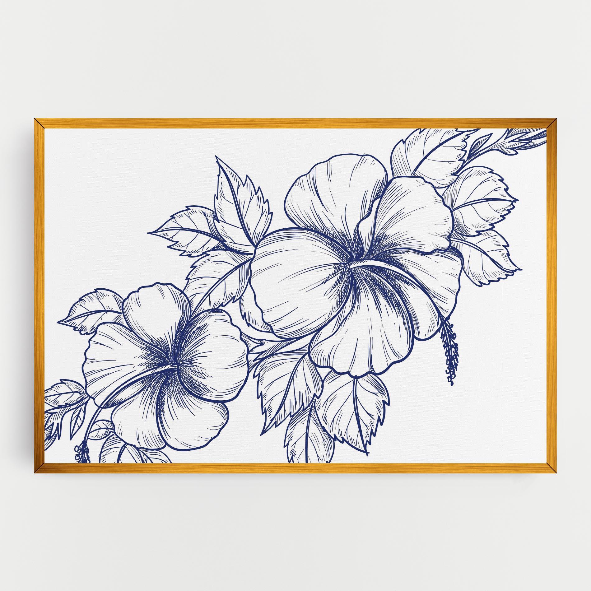 Vászonkép Dark Blue Line Flower mockup 0