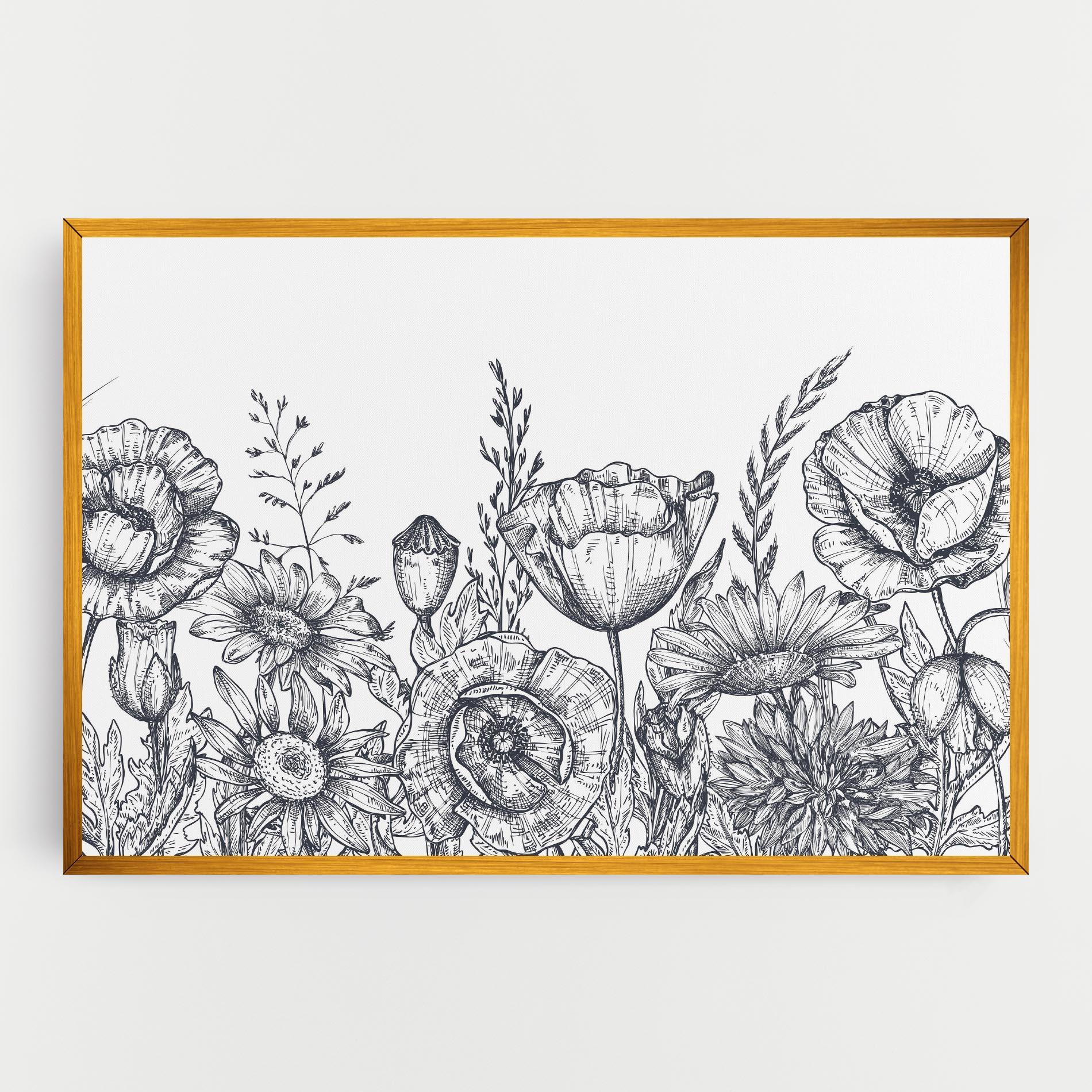 Vászonkép Flower Grey Line mockup 0