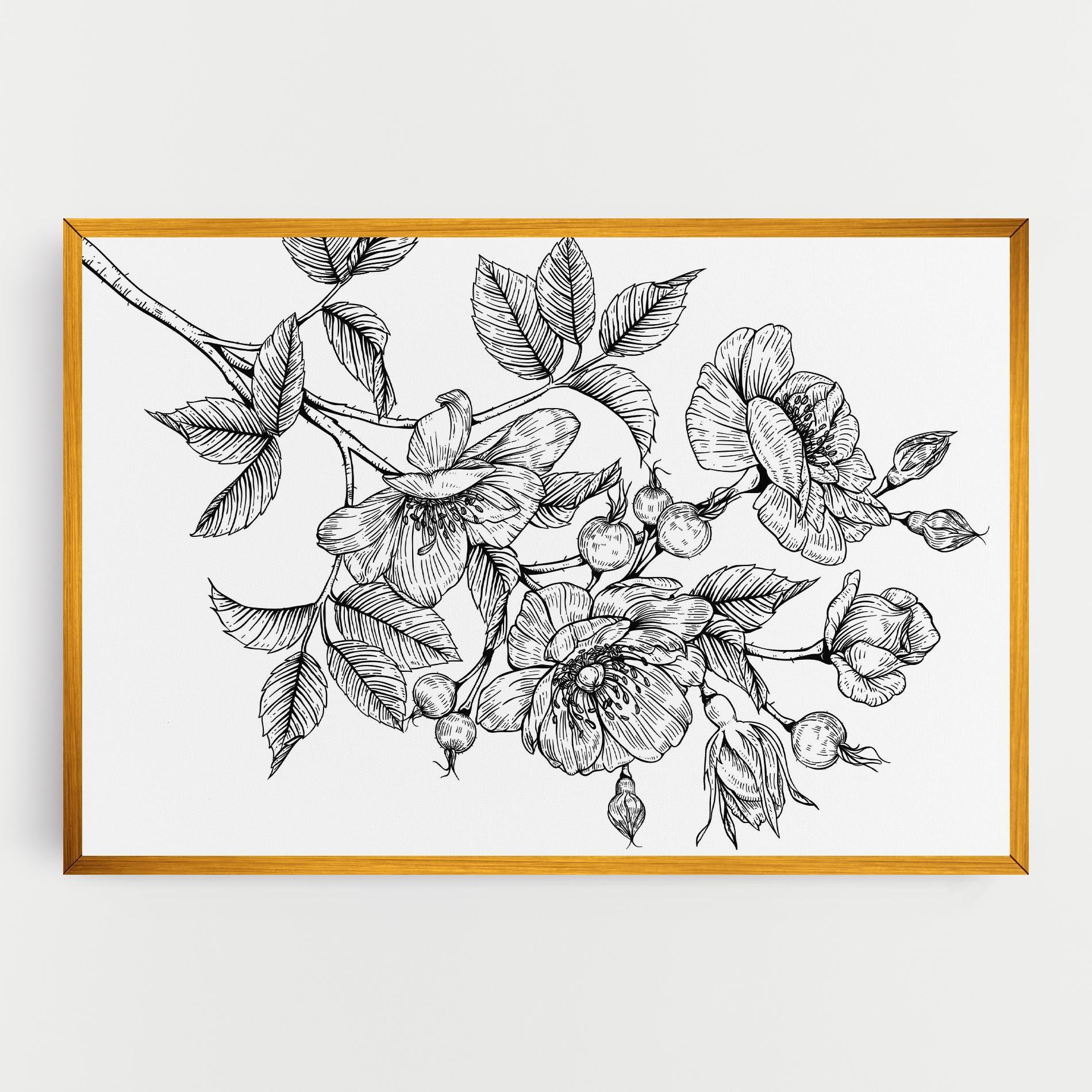 Vászonkép Rose Black Line mockup 0