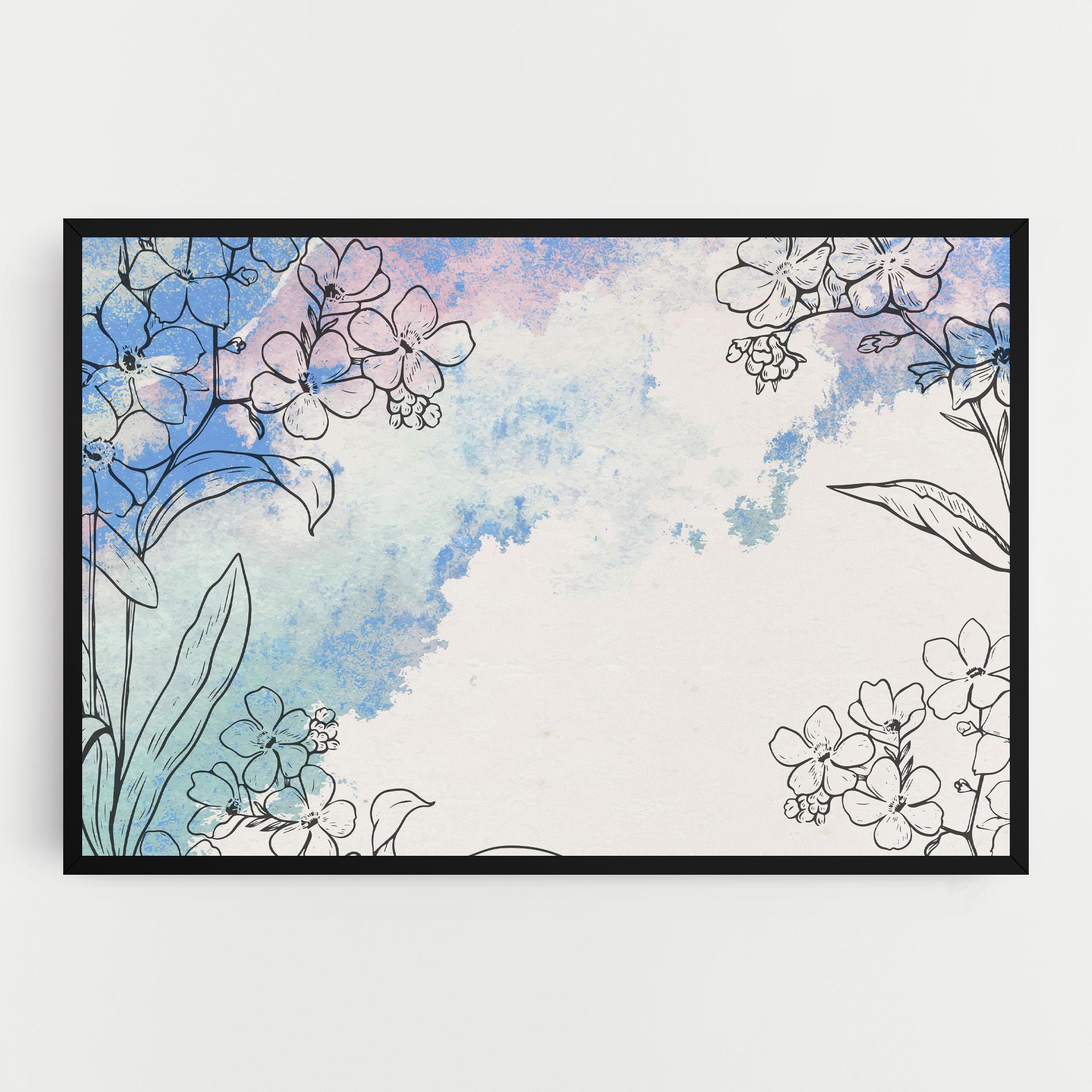Vászonkép Blue Watercolor Flower mockup 0