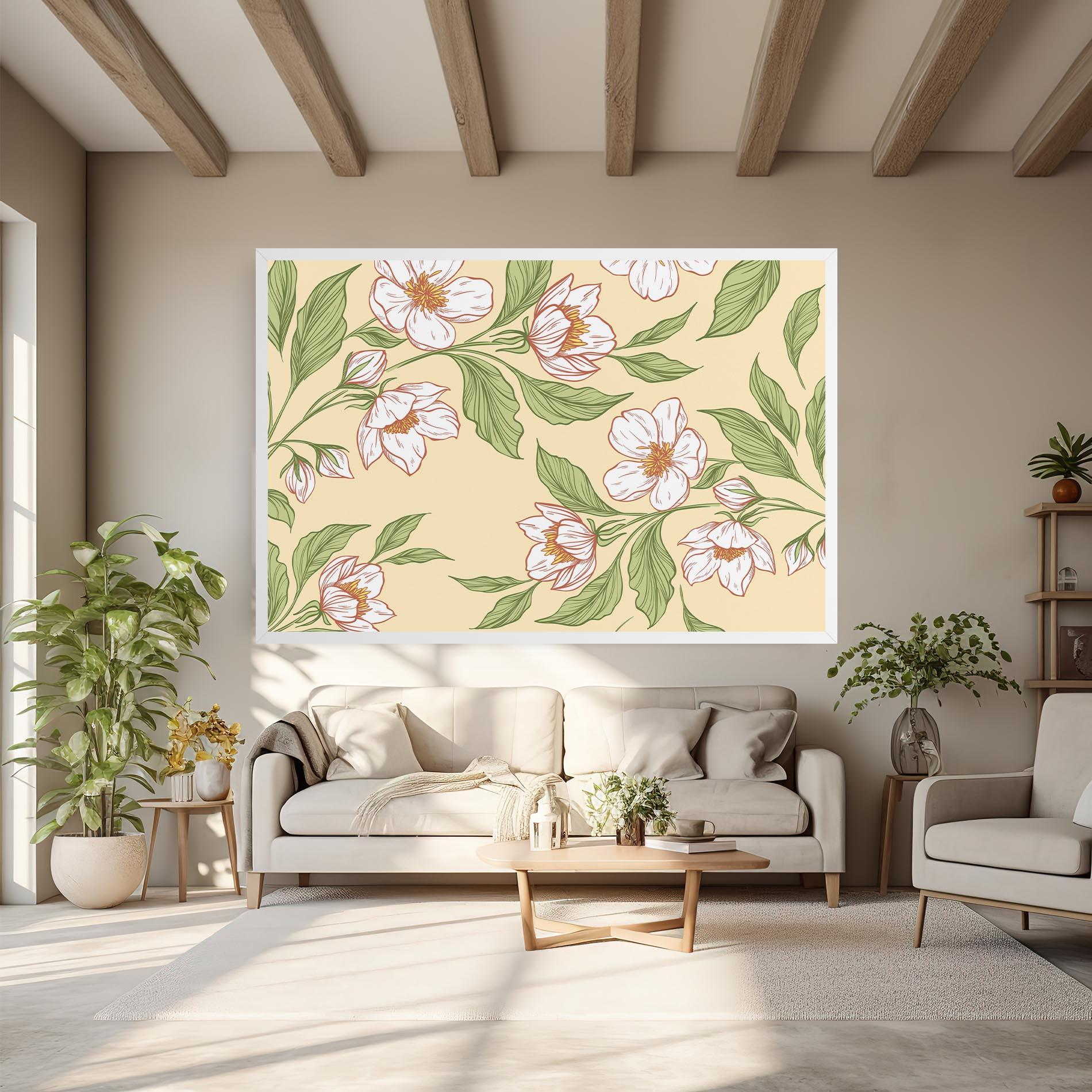 Vászonkép Cream Flower White mockup 6