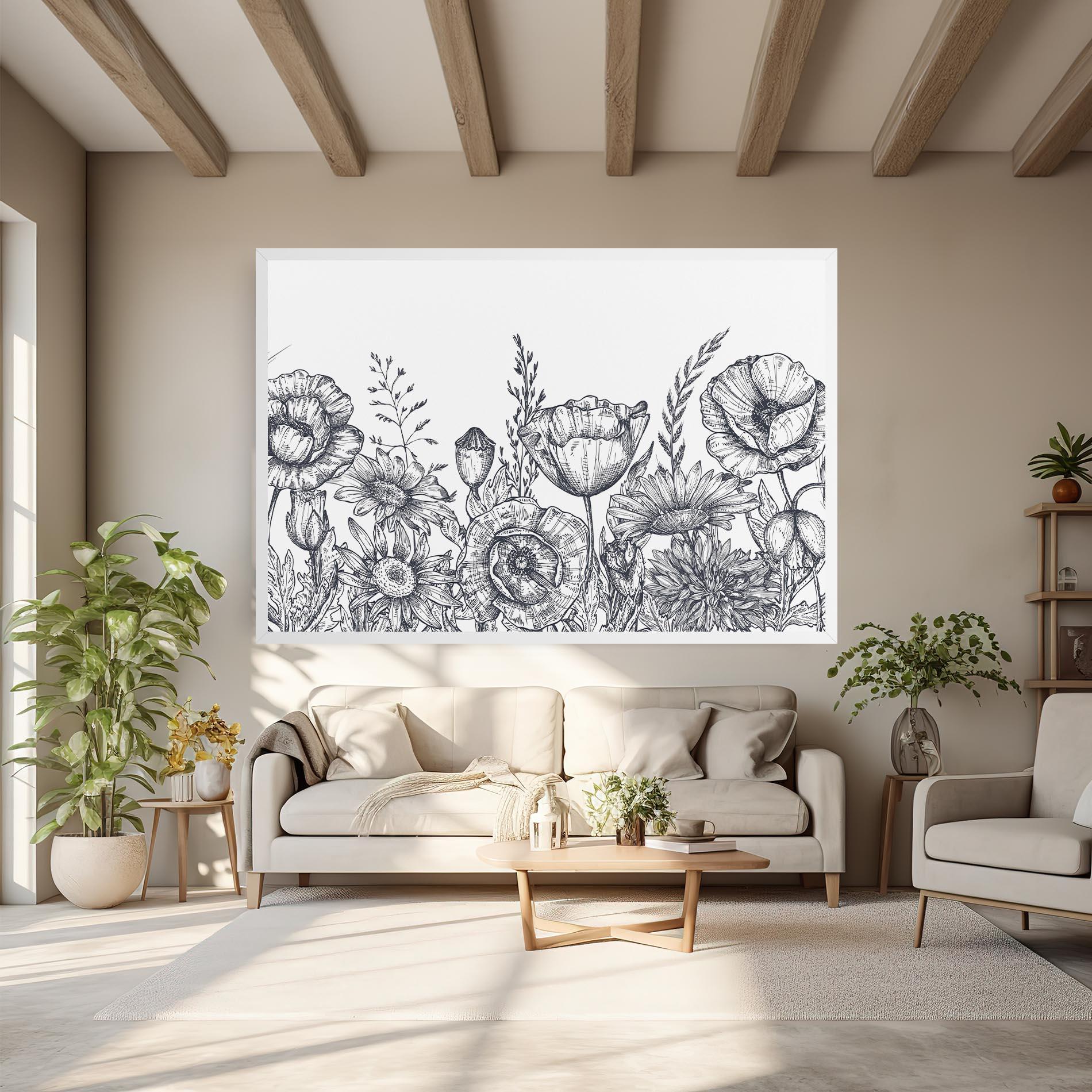 Vászonkép Flower Grey Line mockup 6