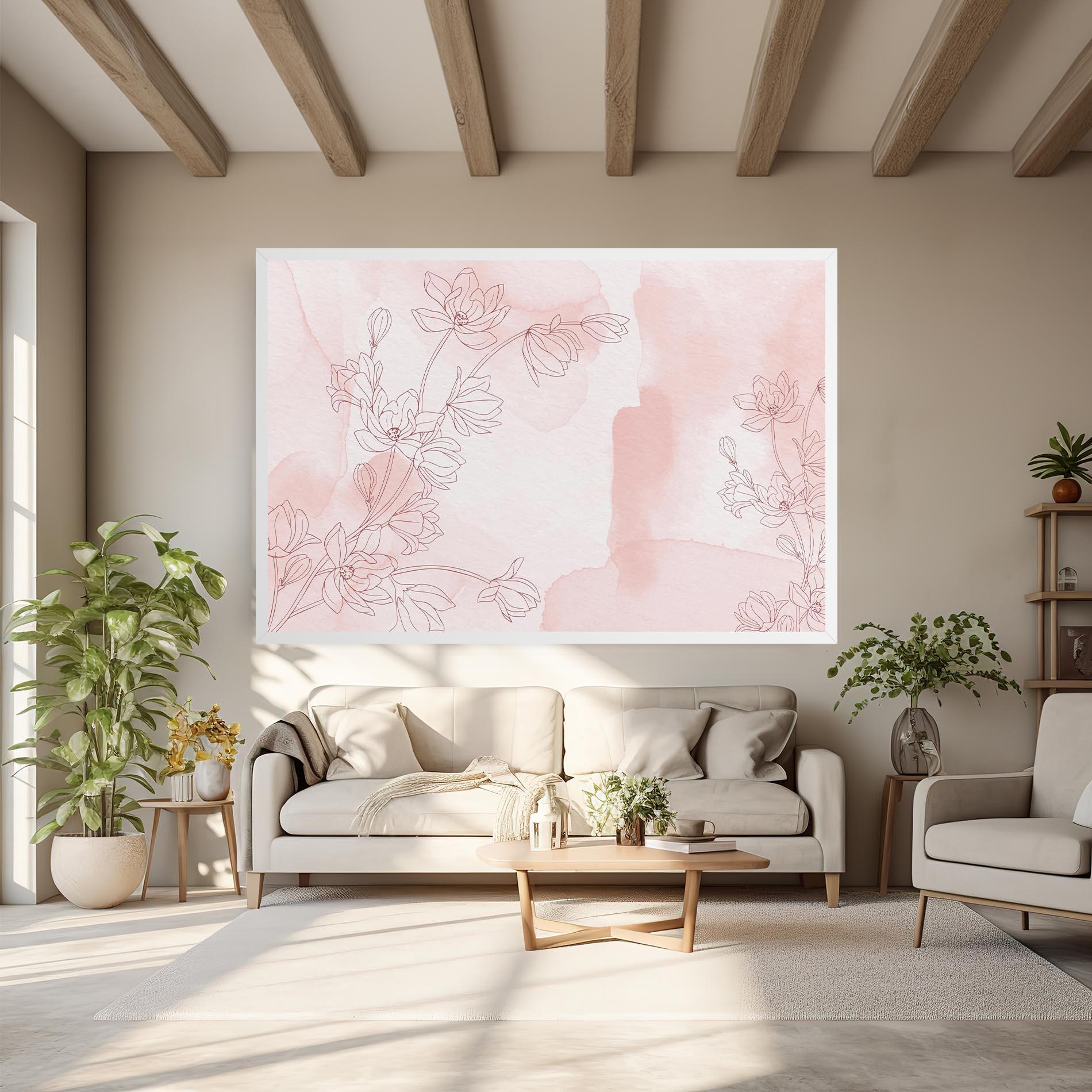 Vászonkép Pink Flower Line mockup 6
