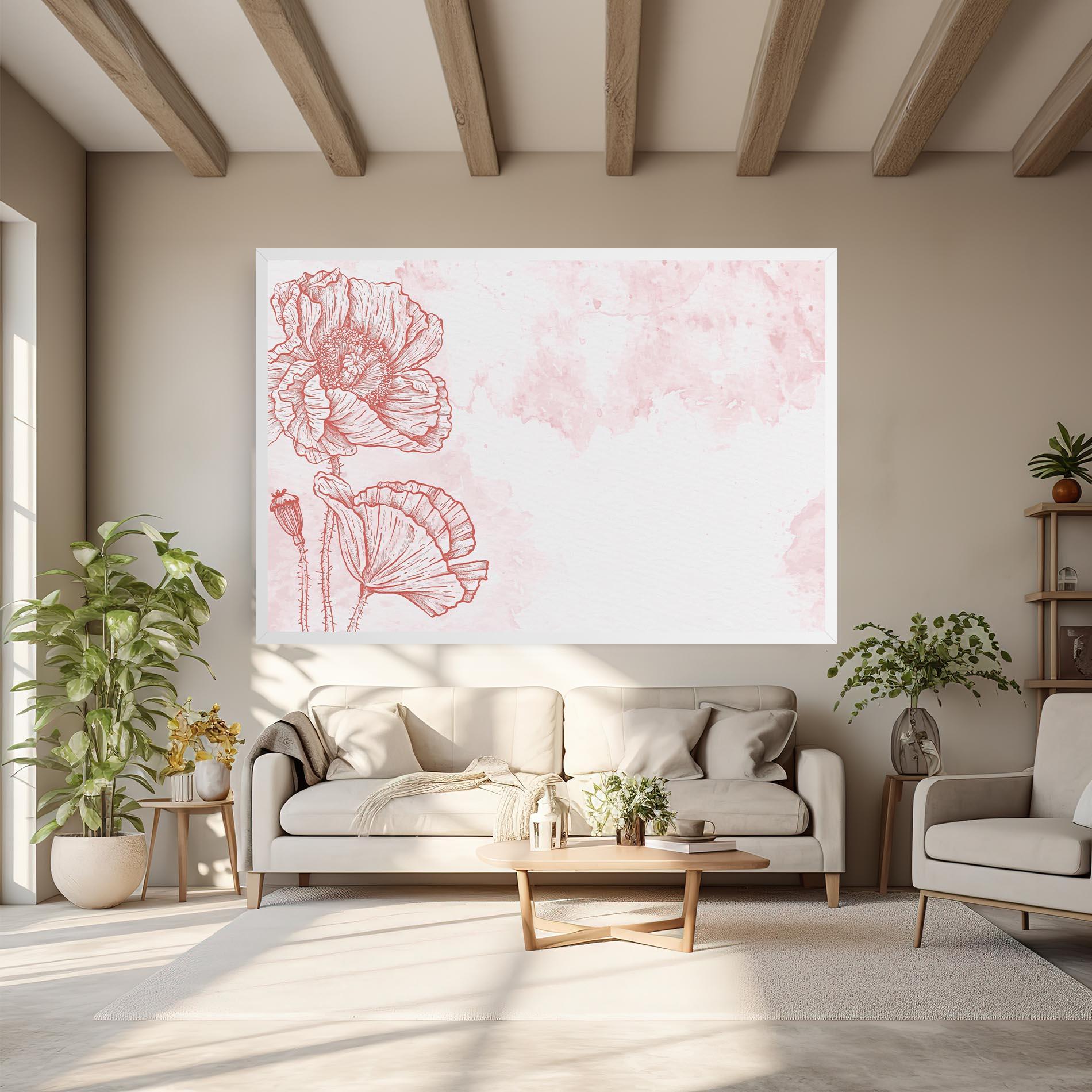 Vászonkép Red Poppy Line mockup 6