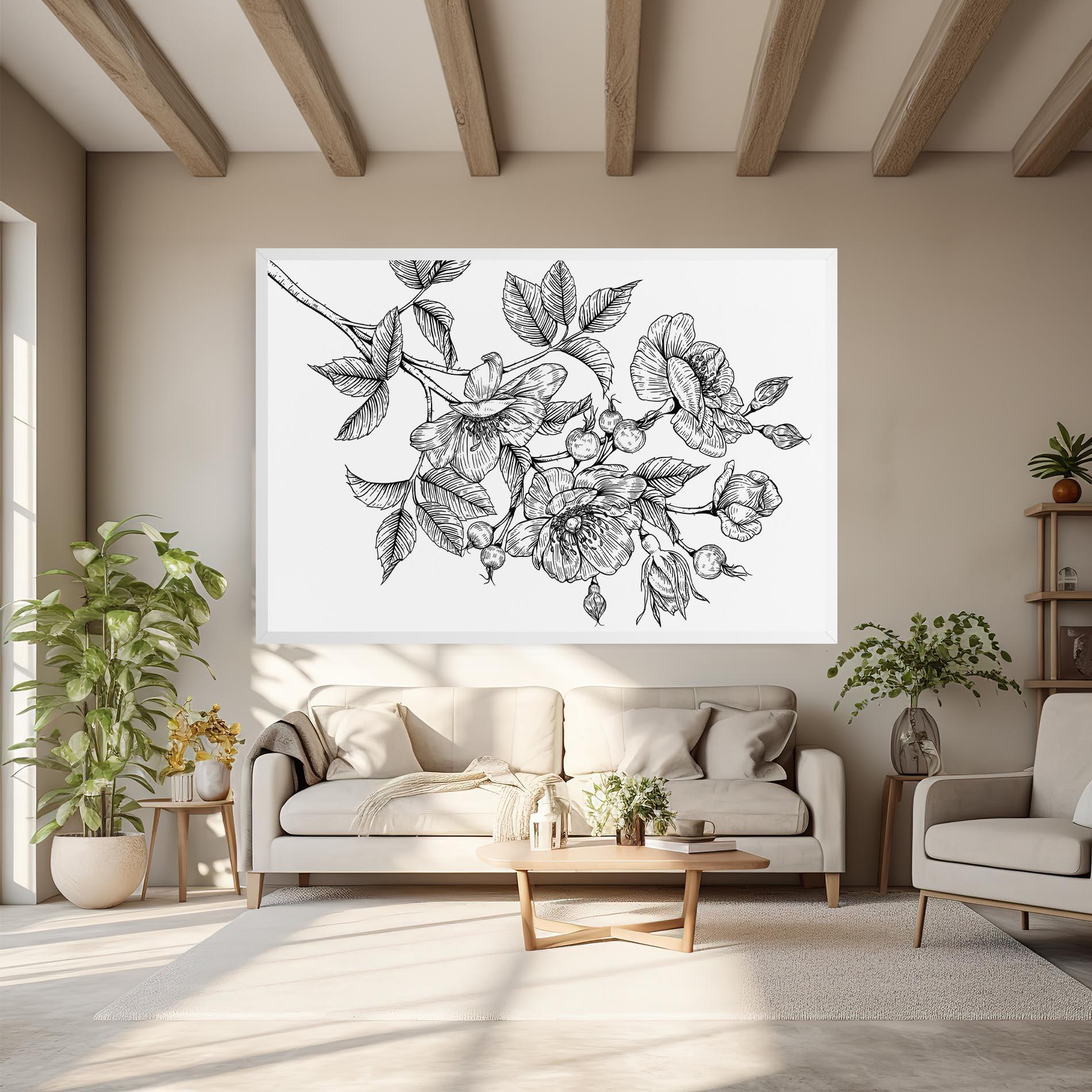 Vászonkép Rose Black Line mockup 6