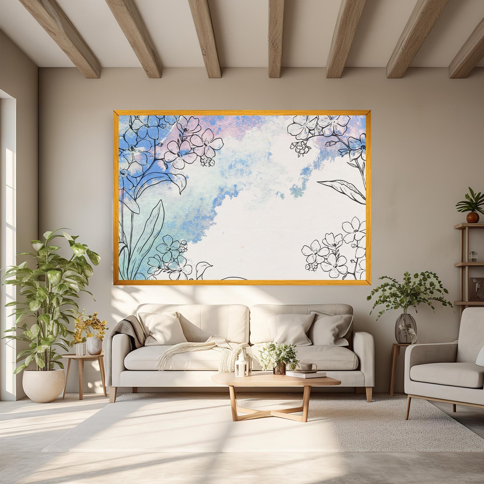 Vászonkép Blue Watercolor Flower mockup 6