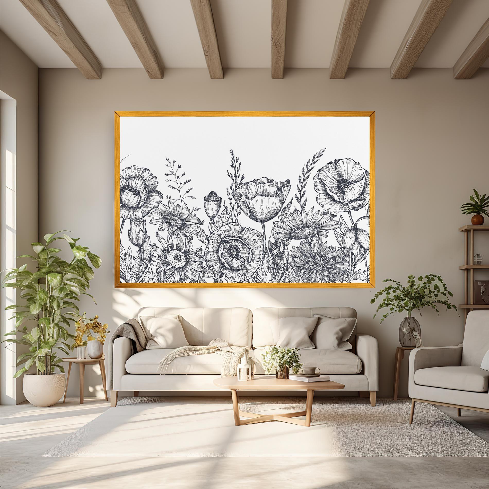 Vászonkép Flower Grey Line mockup 6