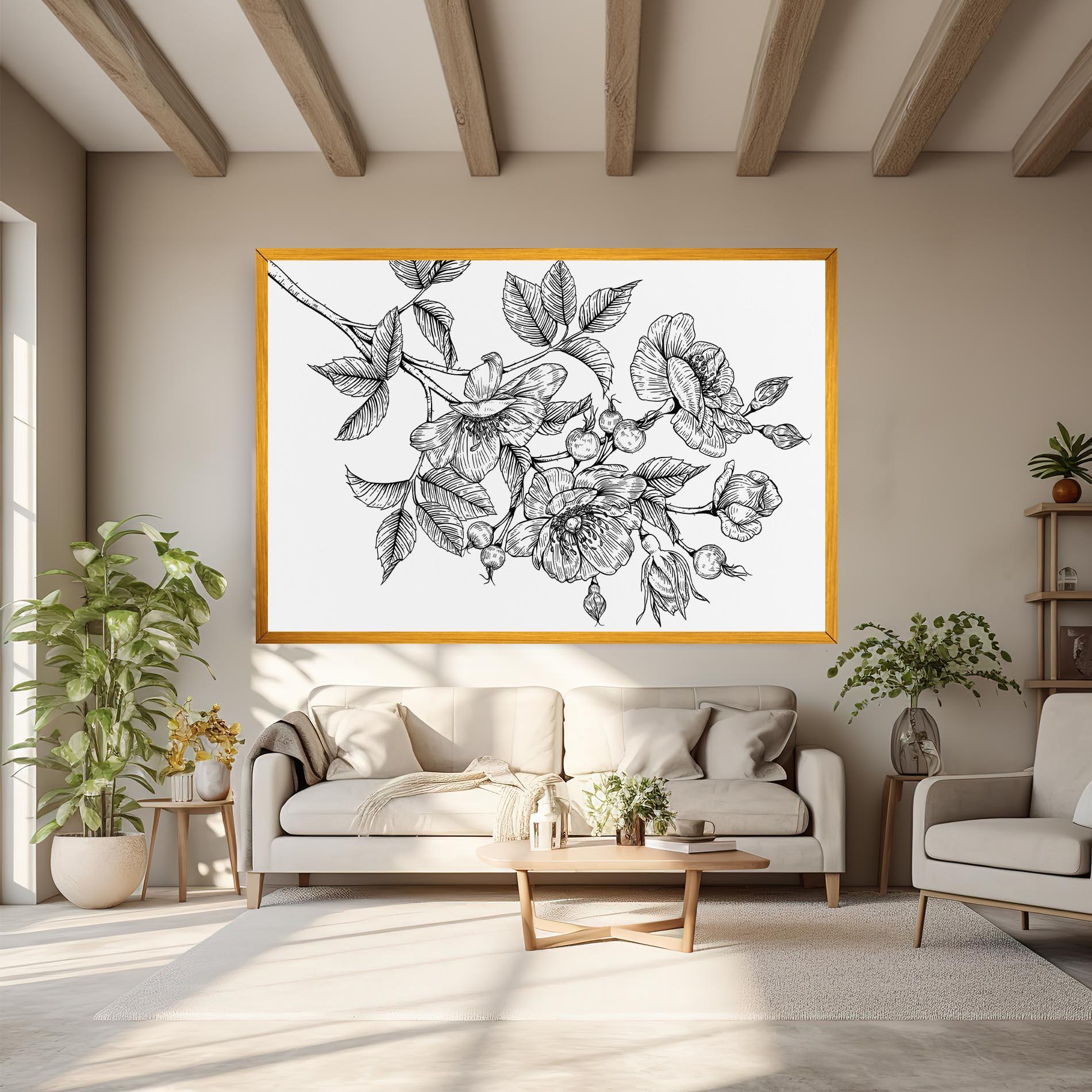 Vászonkép Rose Black Line mockup 6