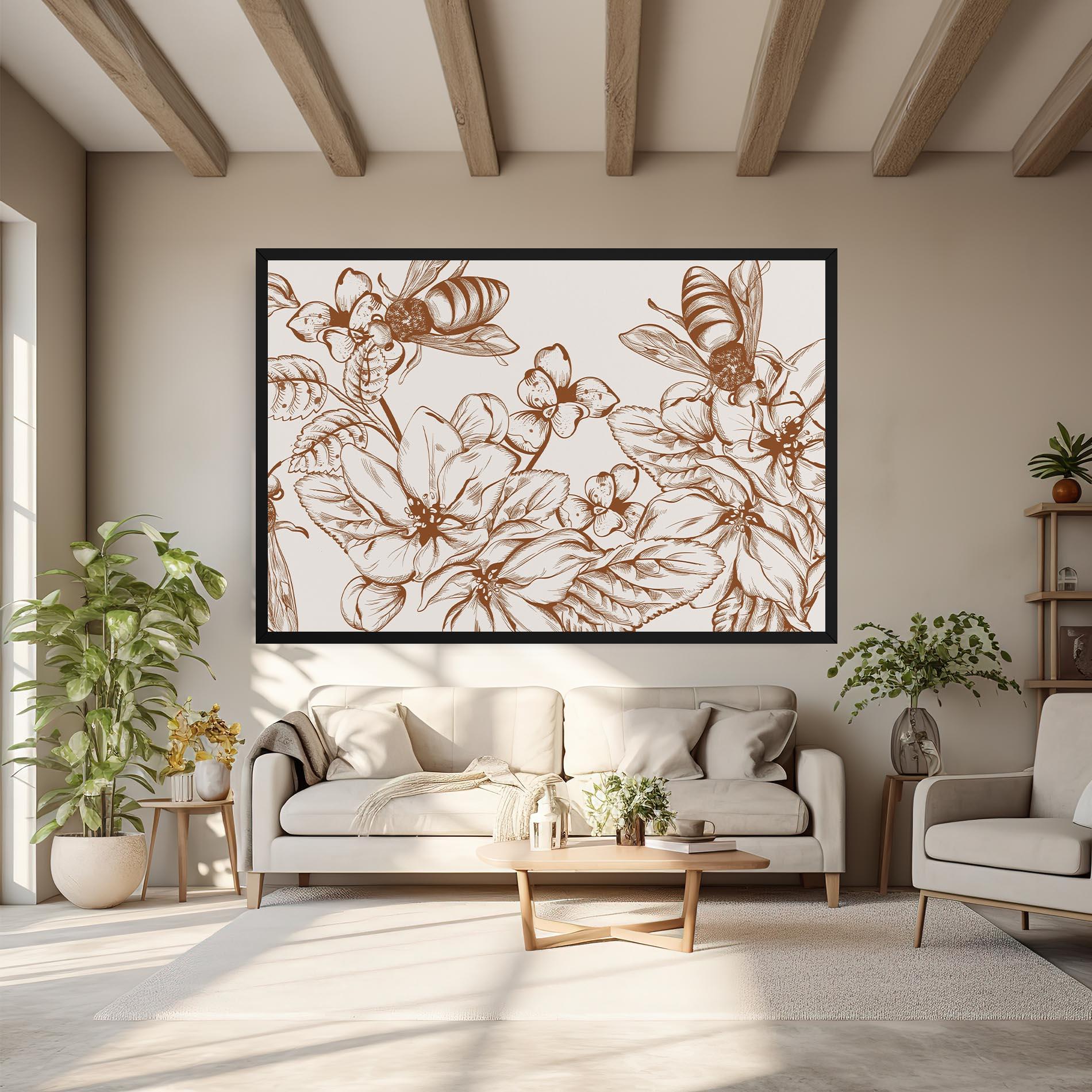 Vászonkép Bee Flower Line mockup 6