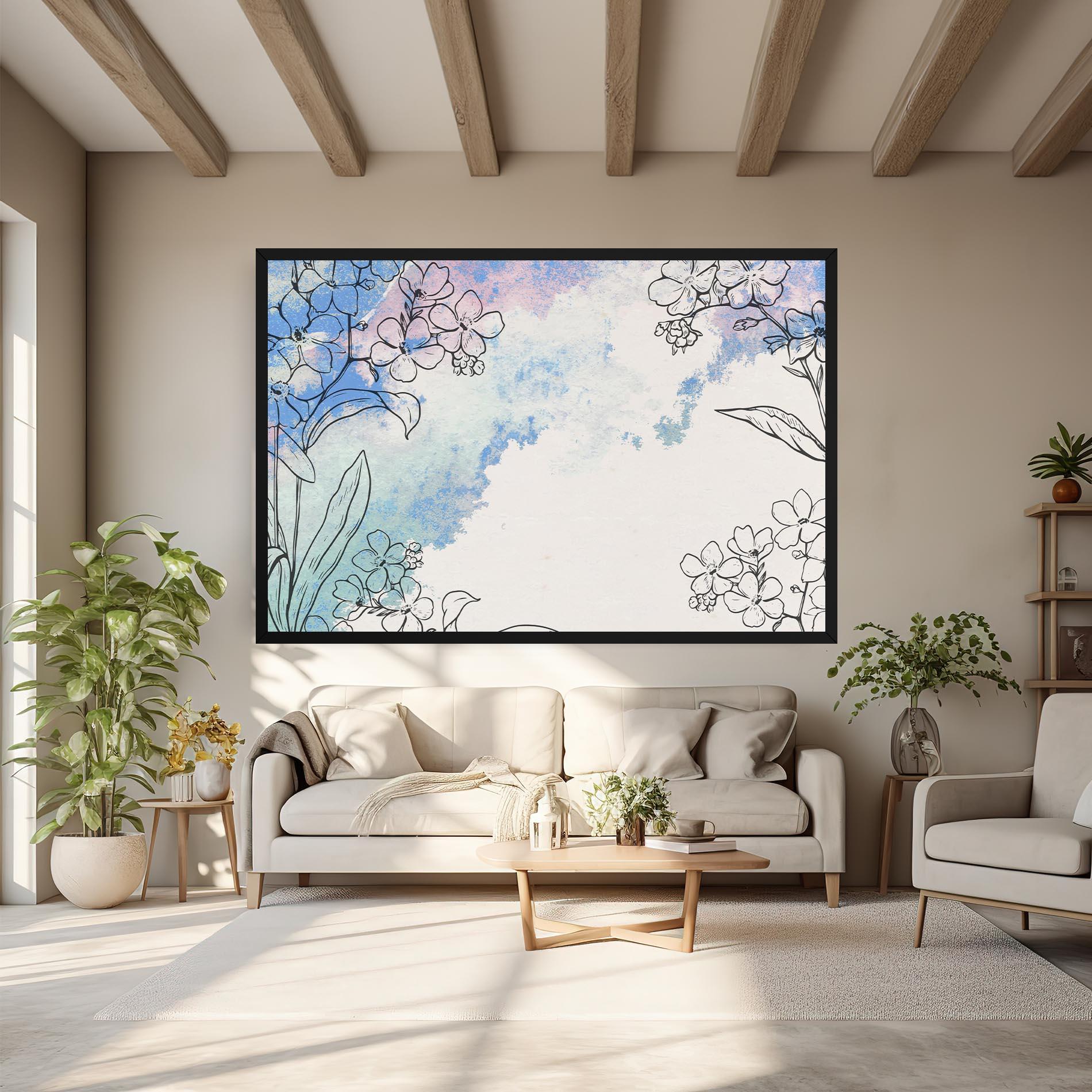 Vászonkép Blue Watercolor Flower mockup 6