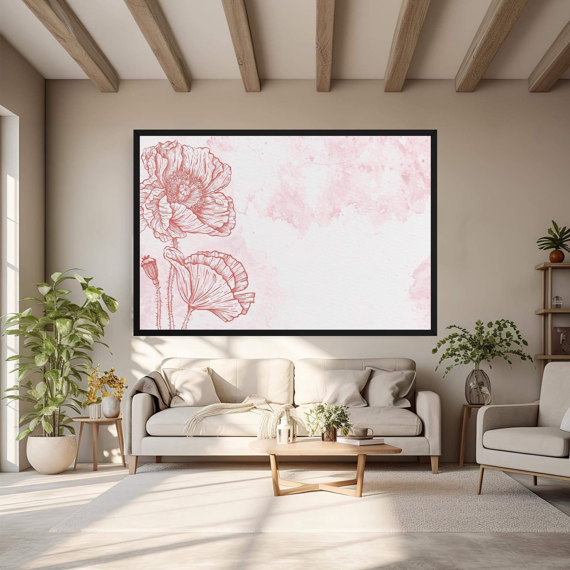 Vászonkép Red Poppy Line mockup 6