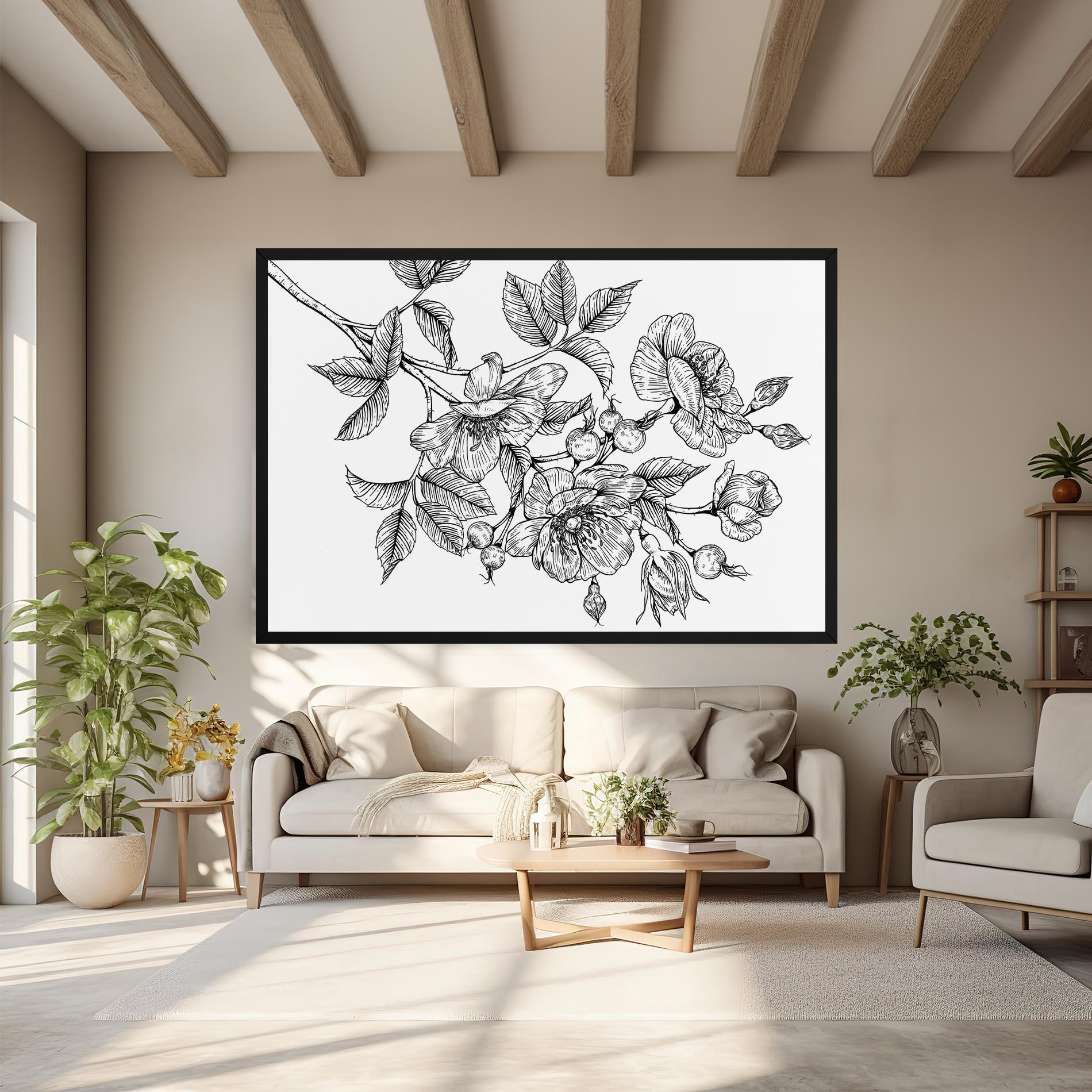 Vászonkép Rose Black Line mockup 6