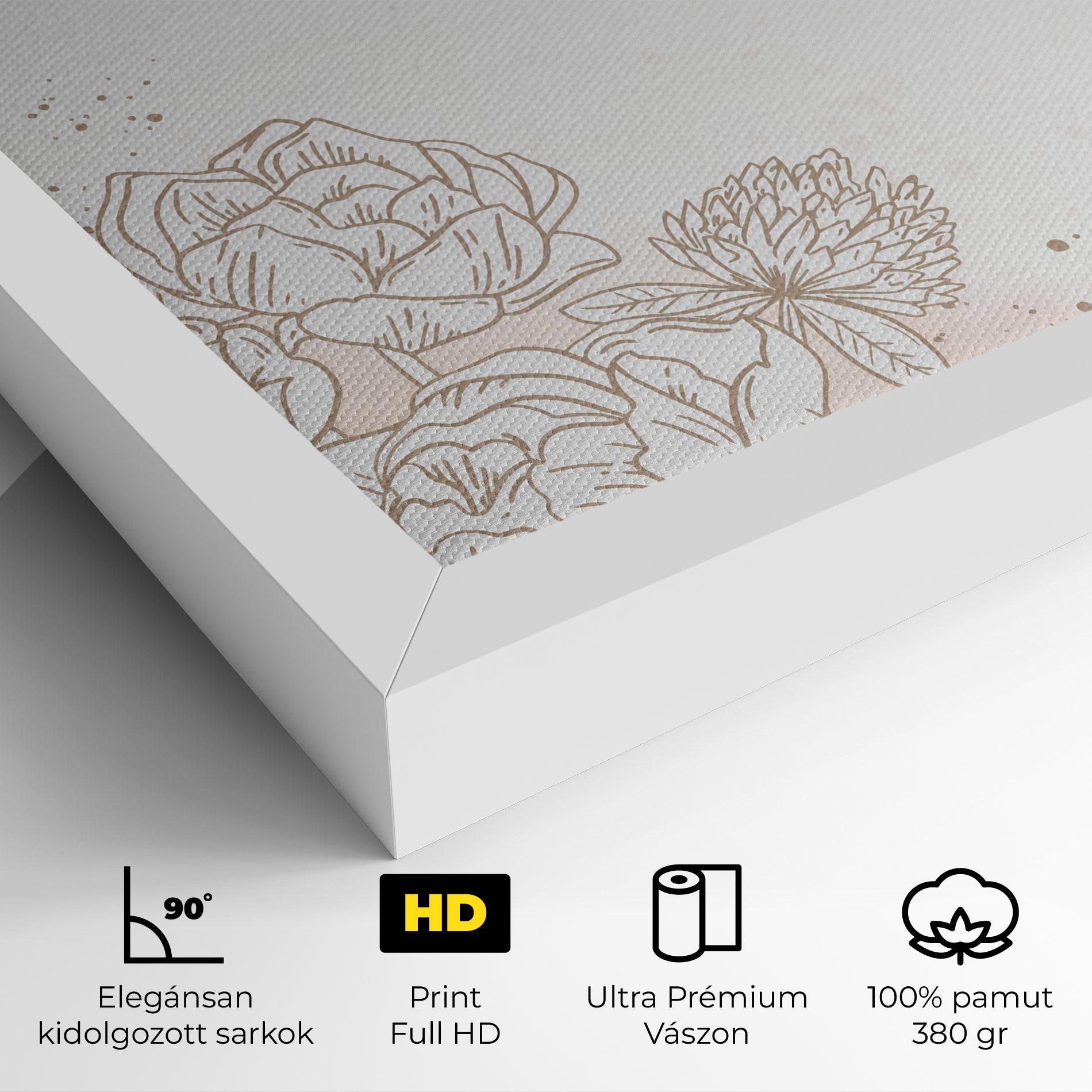 Vászonkép Cream Line Flower mockup 4