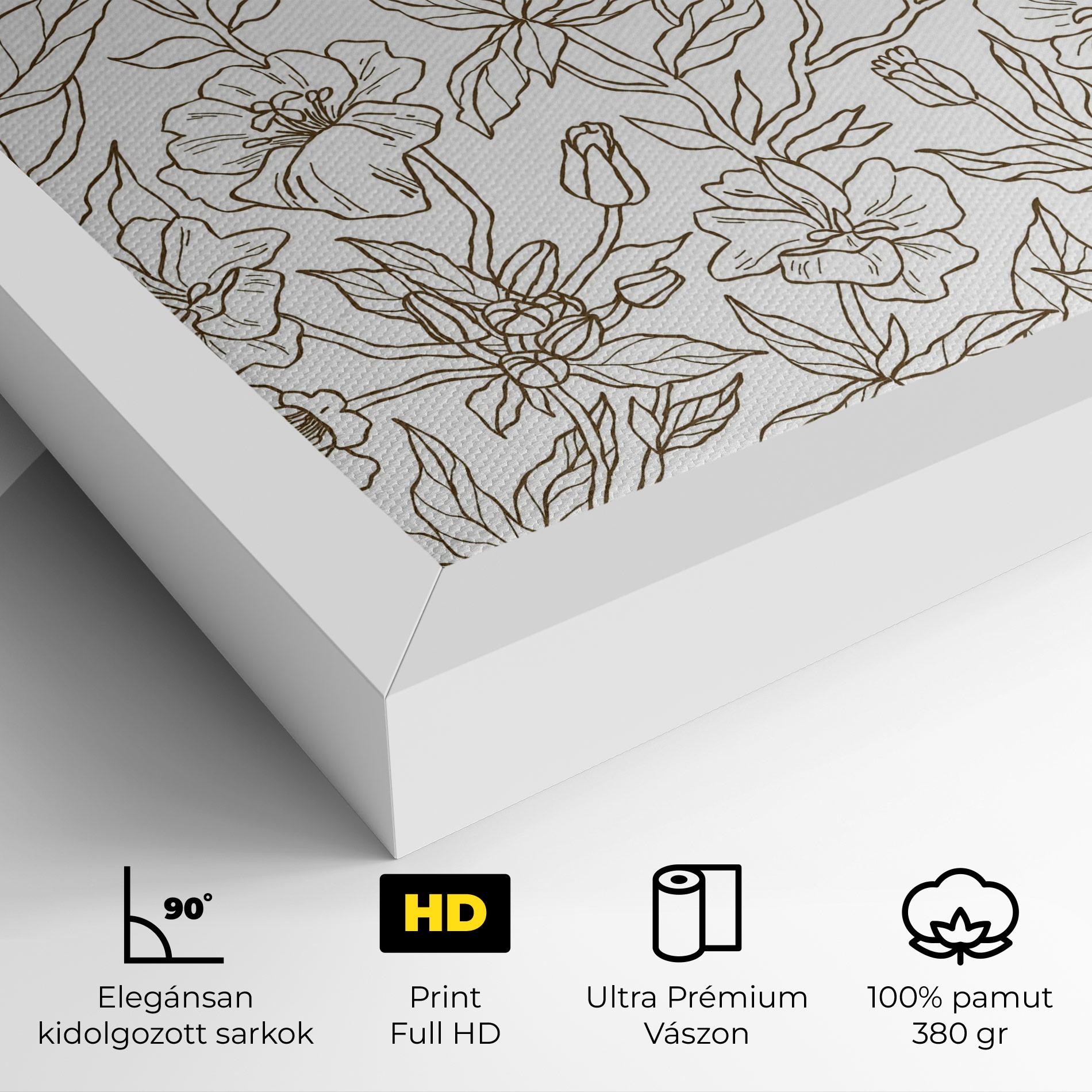 Vászonkép Cream Line Flowers mockup 4
