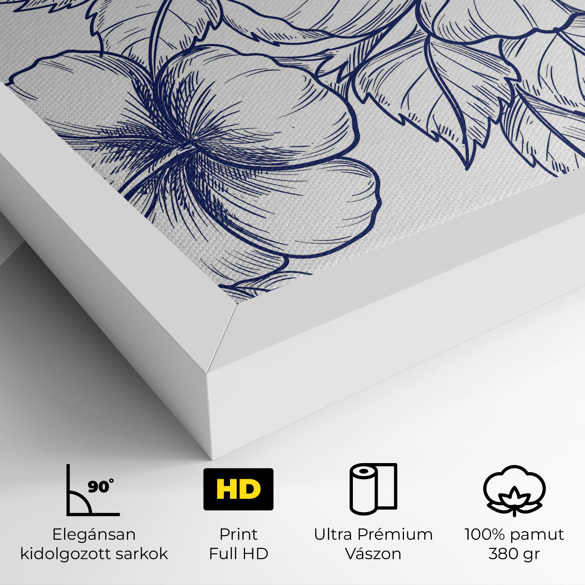 Vászonkép Dark Blue Line Flower mockup 4