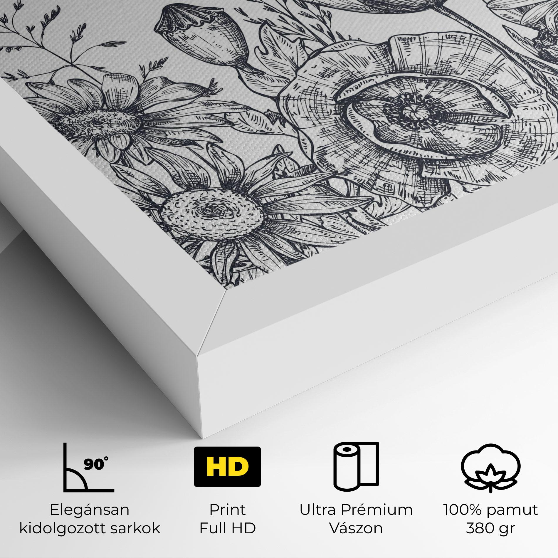 Vászonkép Flower Grey Line mockup 4