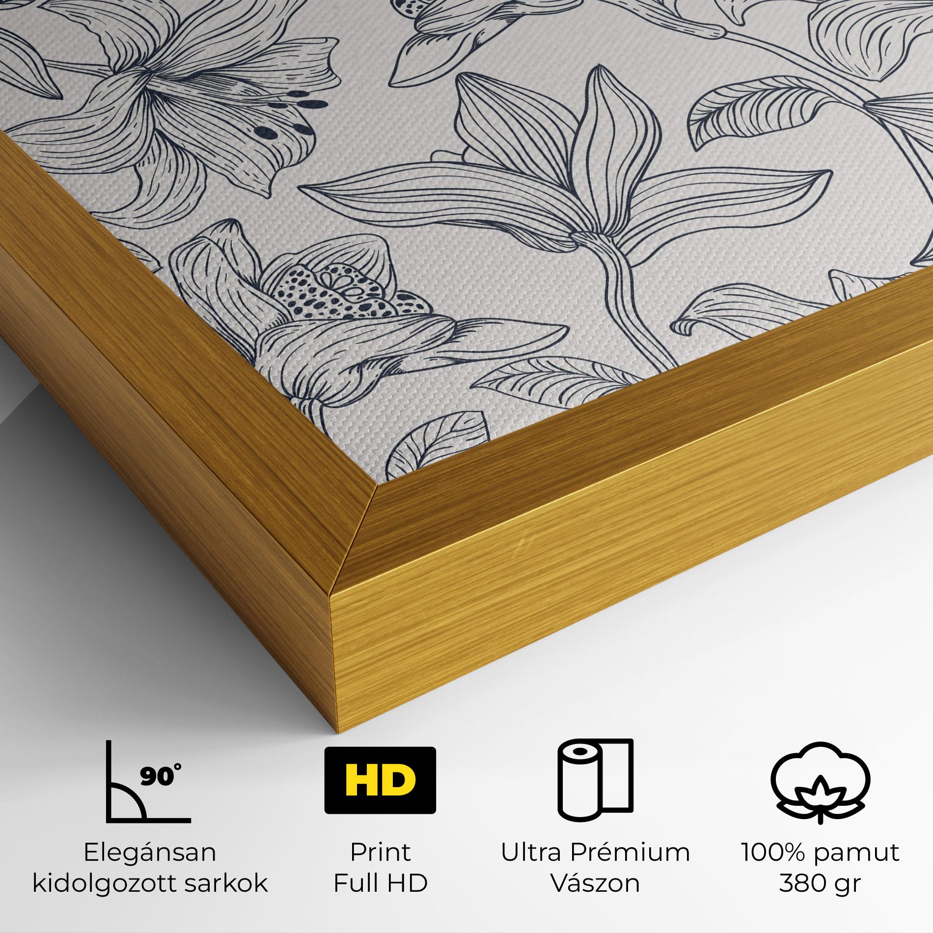 Vászonkép Blue Patern Flower mockup 4