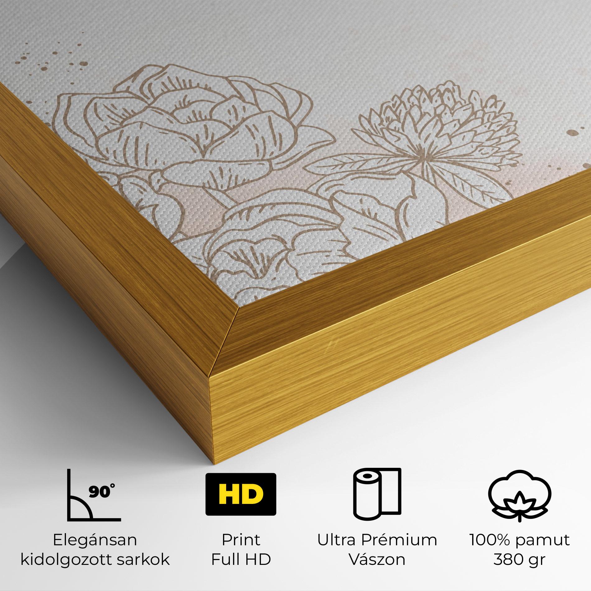 Vászonkép Cream Line Flower mockup 4