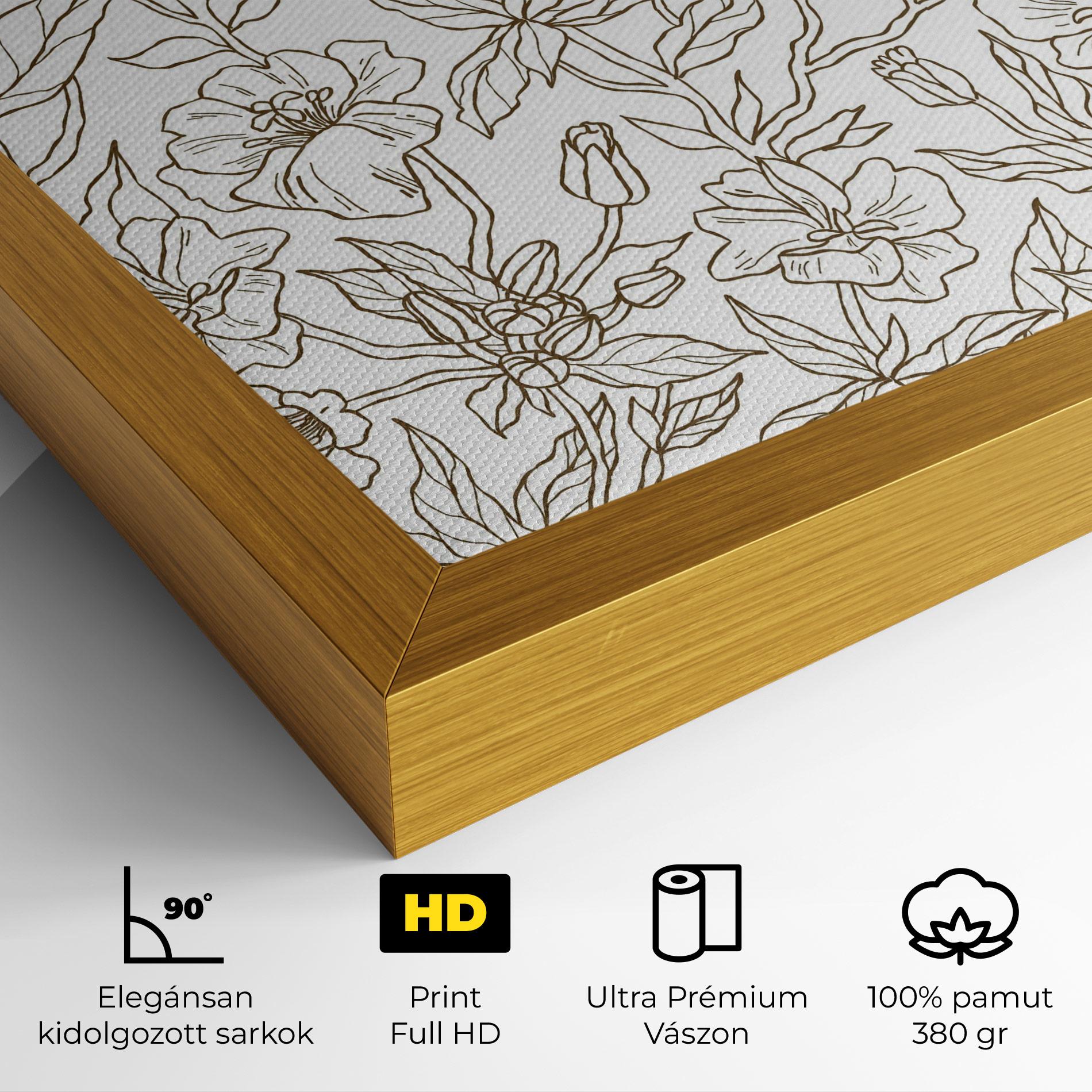 Vászonkép Cream Line Flowers mockup 4