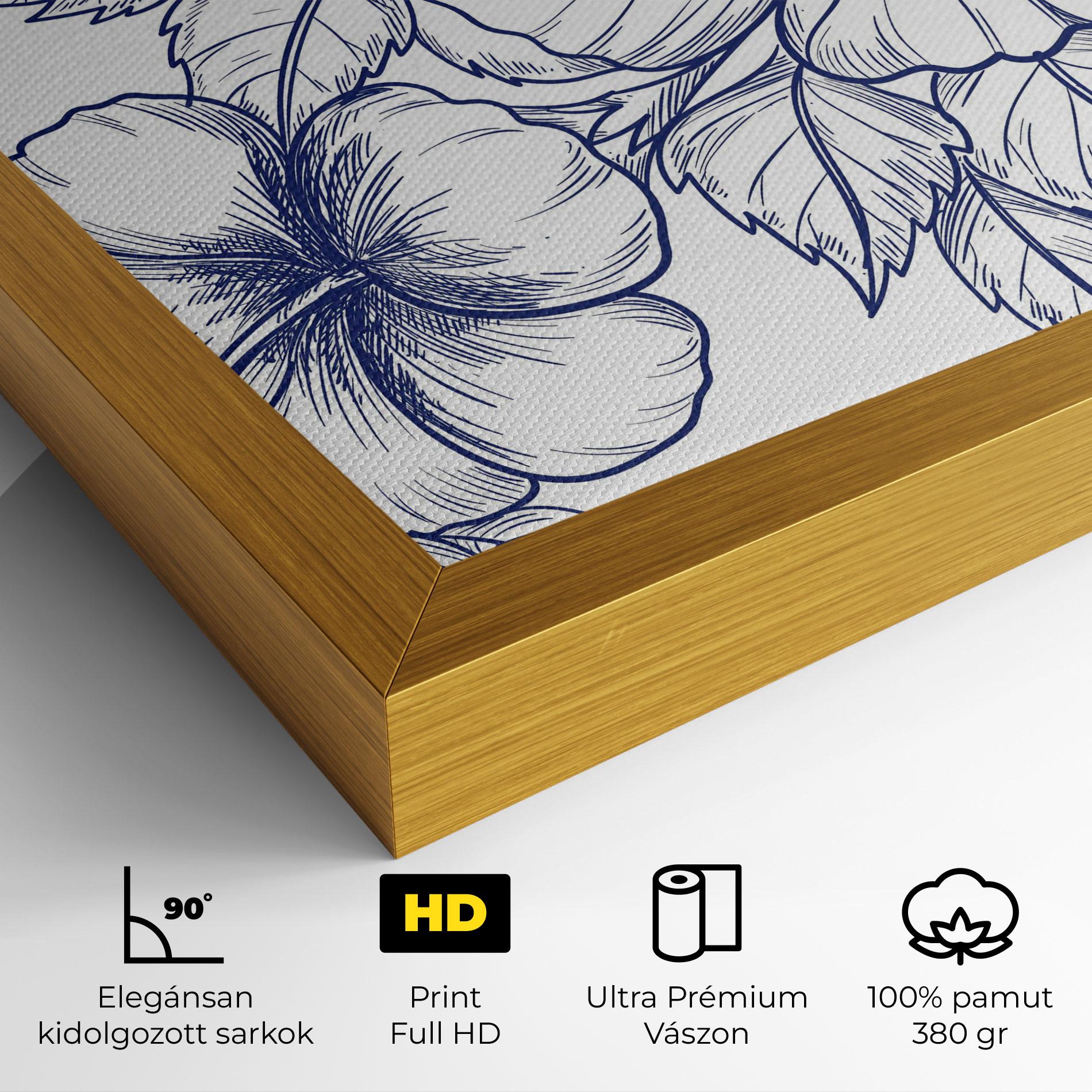 Vászonkép Dark Blue Line Flower mockup 4