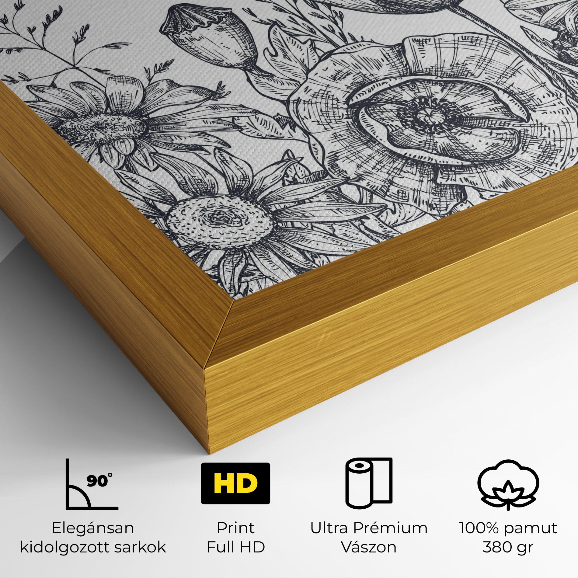 Vászonkép Flower Grey Line mockup 4
