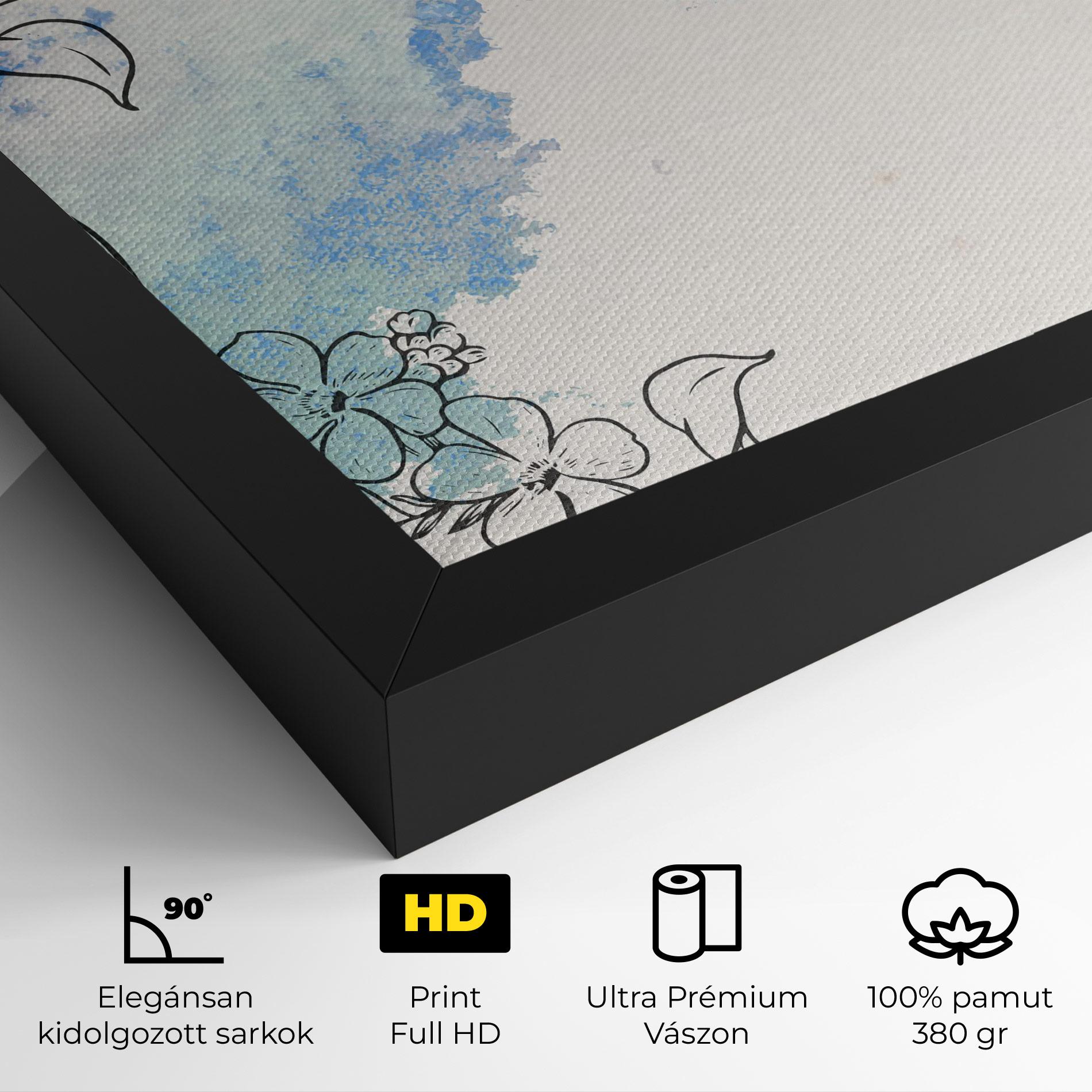 Vászonkép Blue Watercolor Flower mockup 4