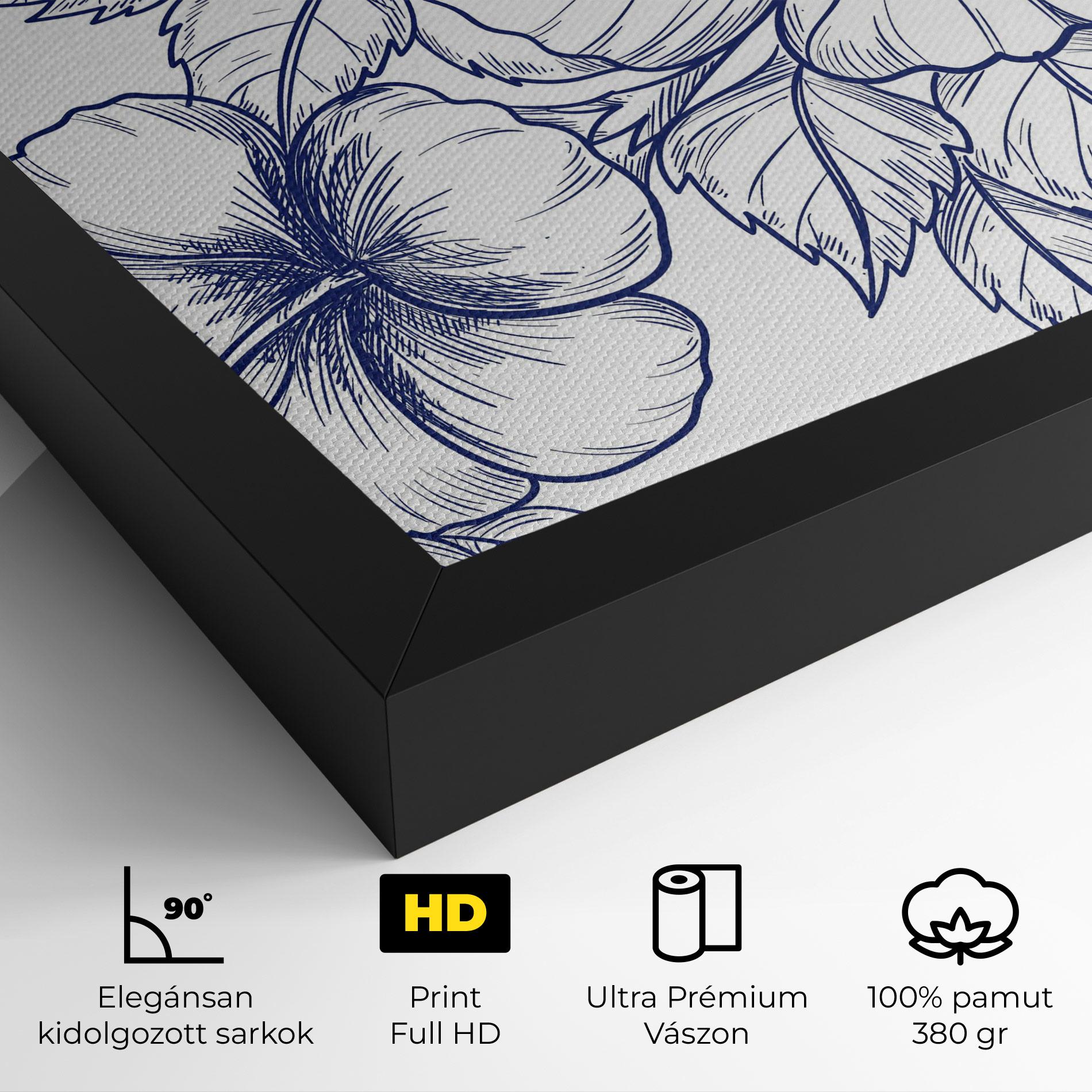 Vászonkép Dark Blue Line Flower mockup 4