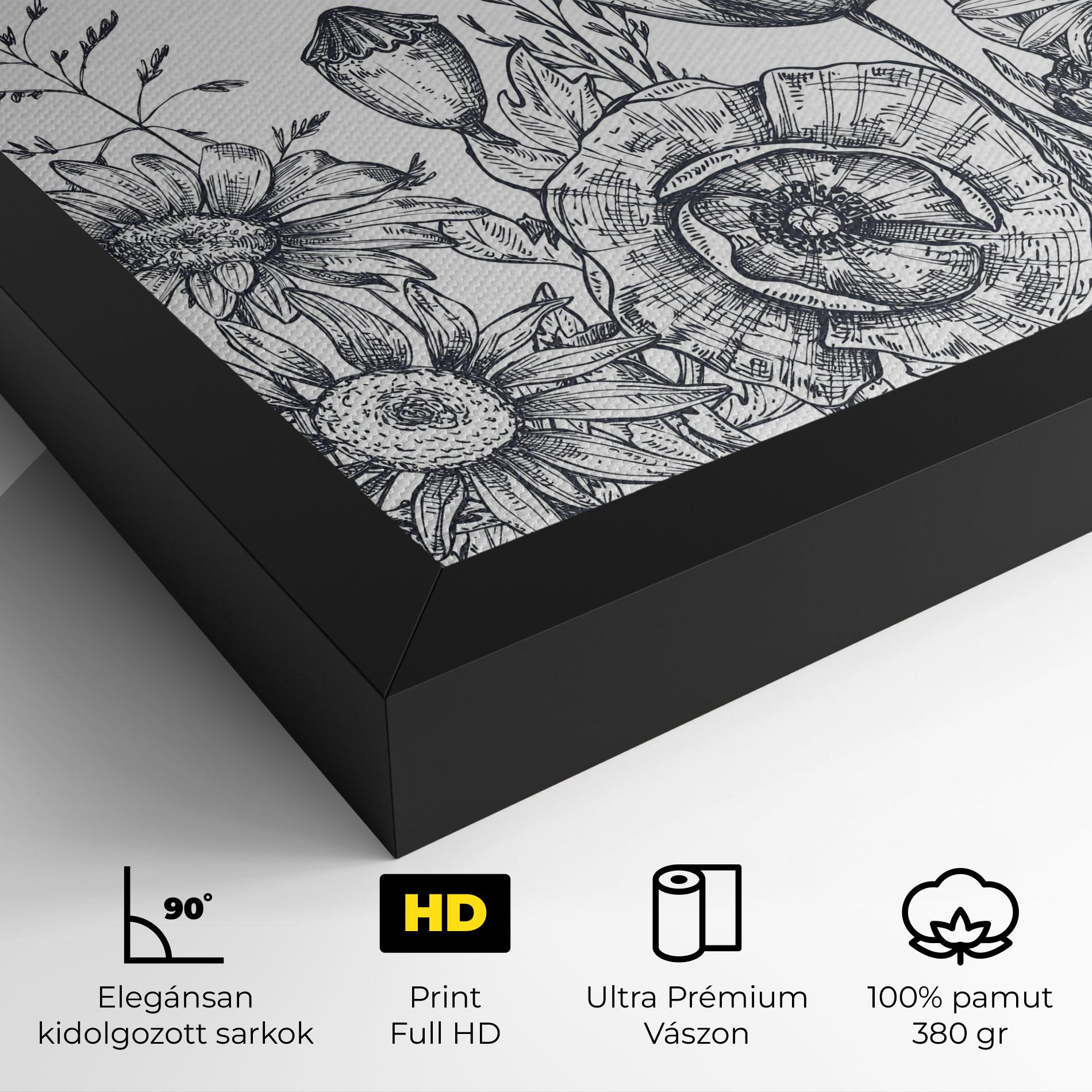 Vászonkép Flower Grey Line mockup 4