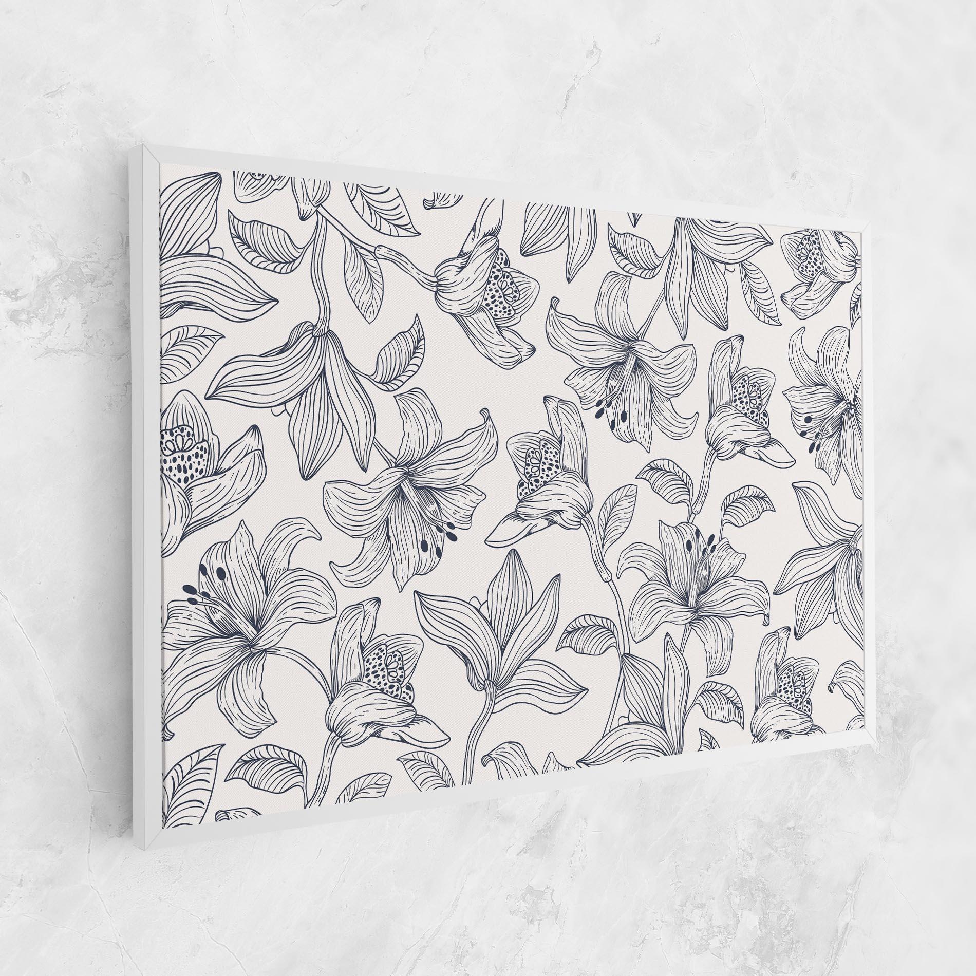 Vászonkép Blue Patern Flower mockup 1