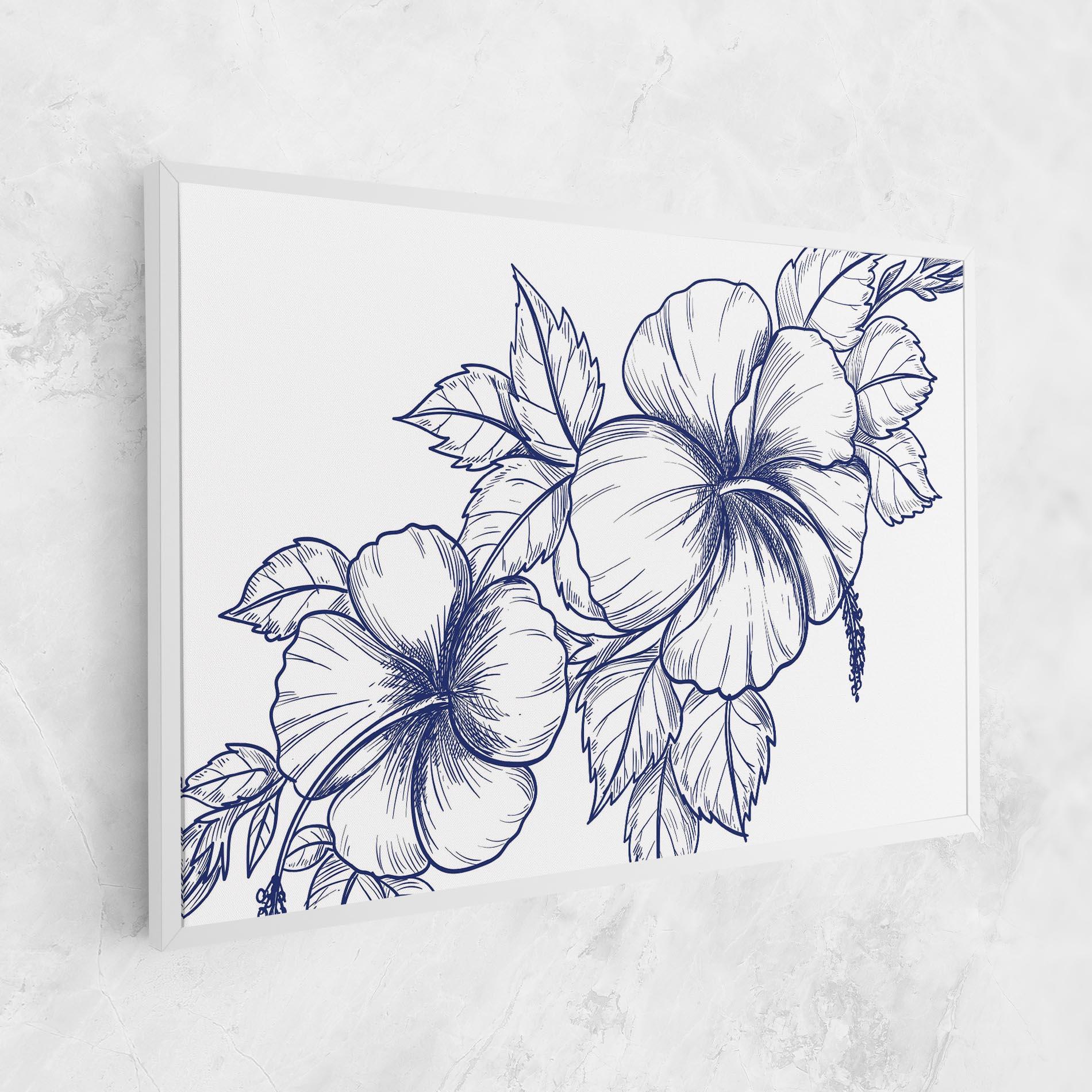 Vászonkép Dark Blue Line Flower mockup 1