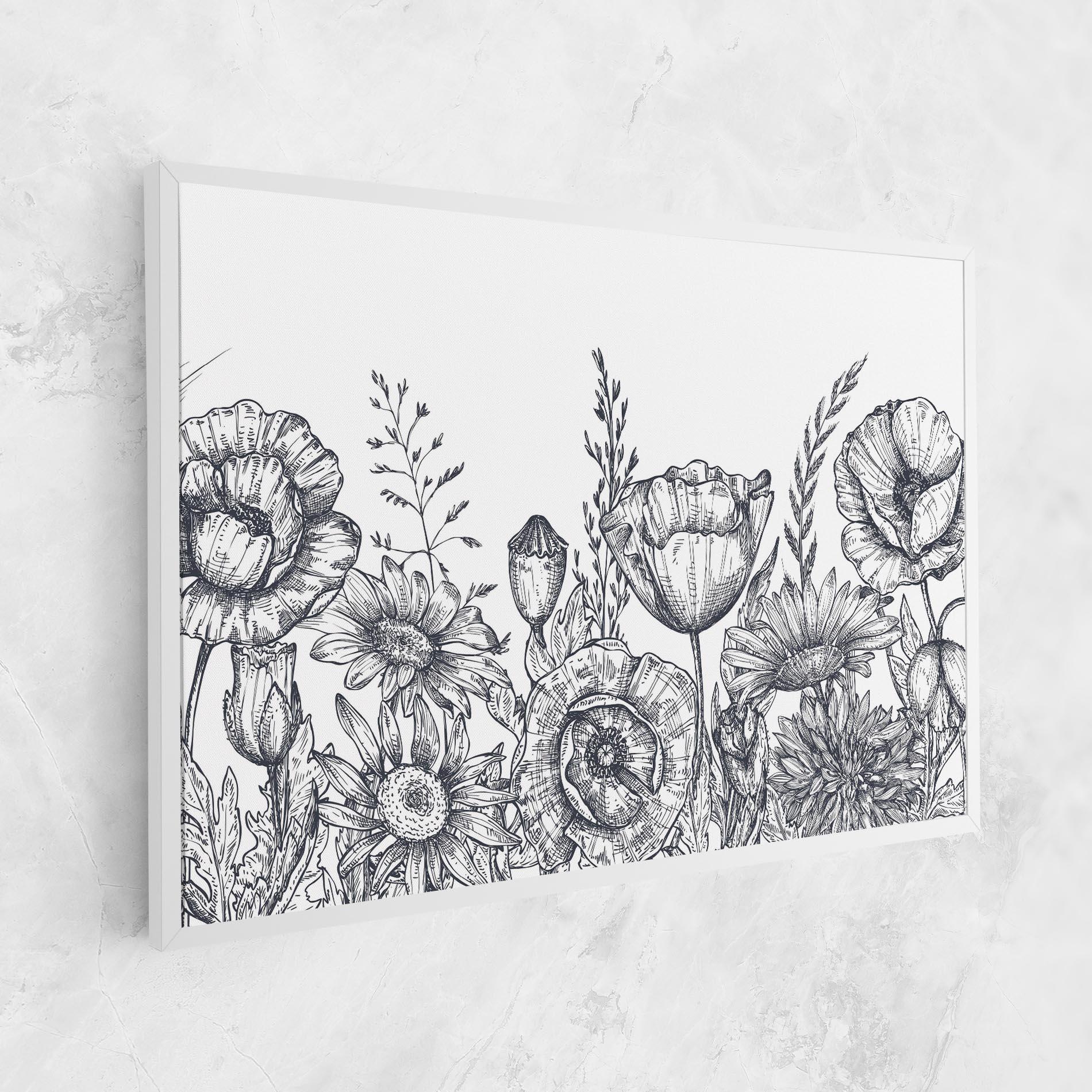 Vászonkép Flower Grey Line mockup 1