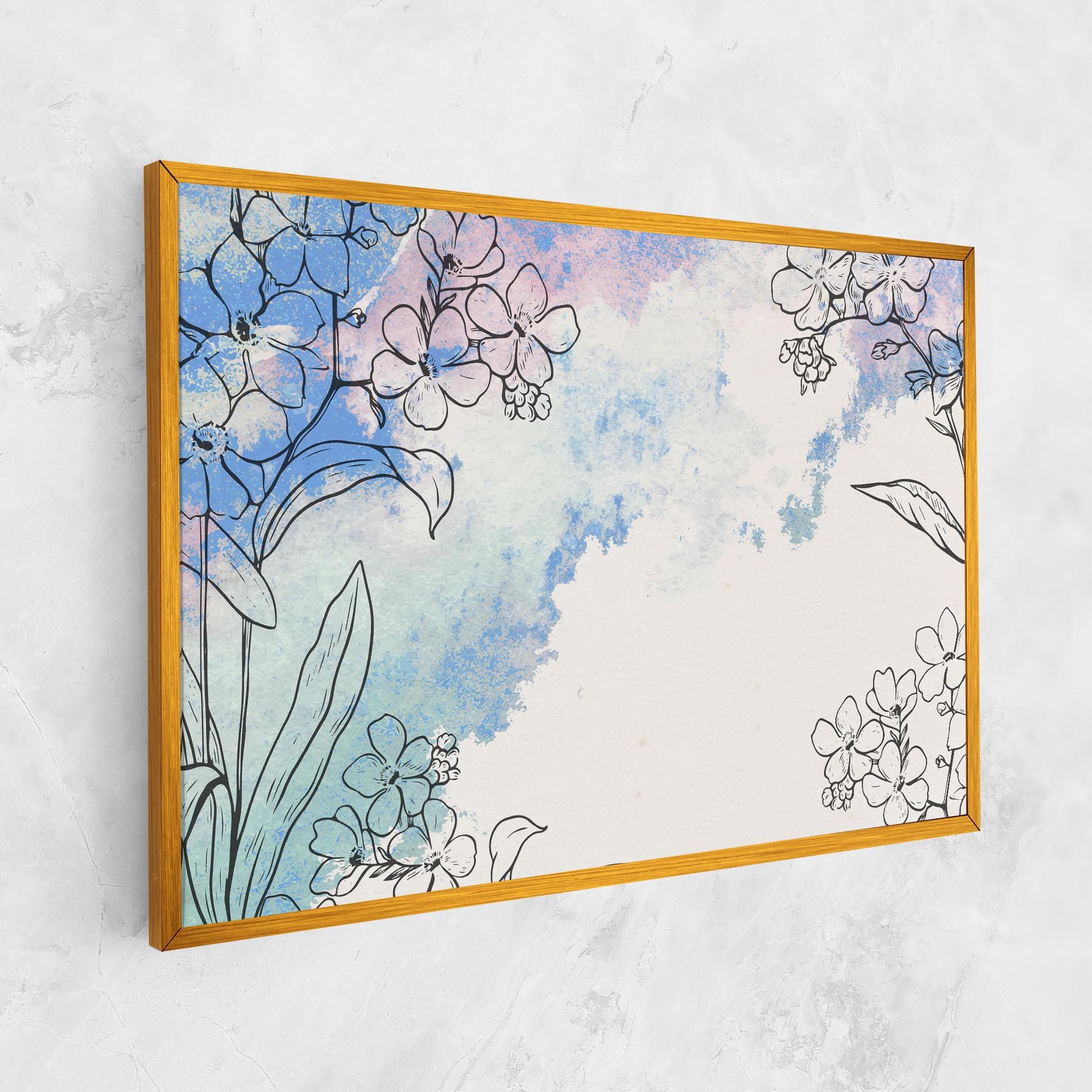 Vászonkép Blue Watercolor Flower mockup 1