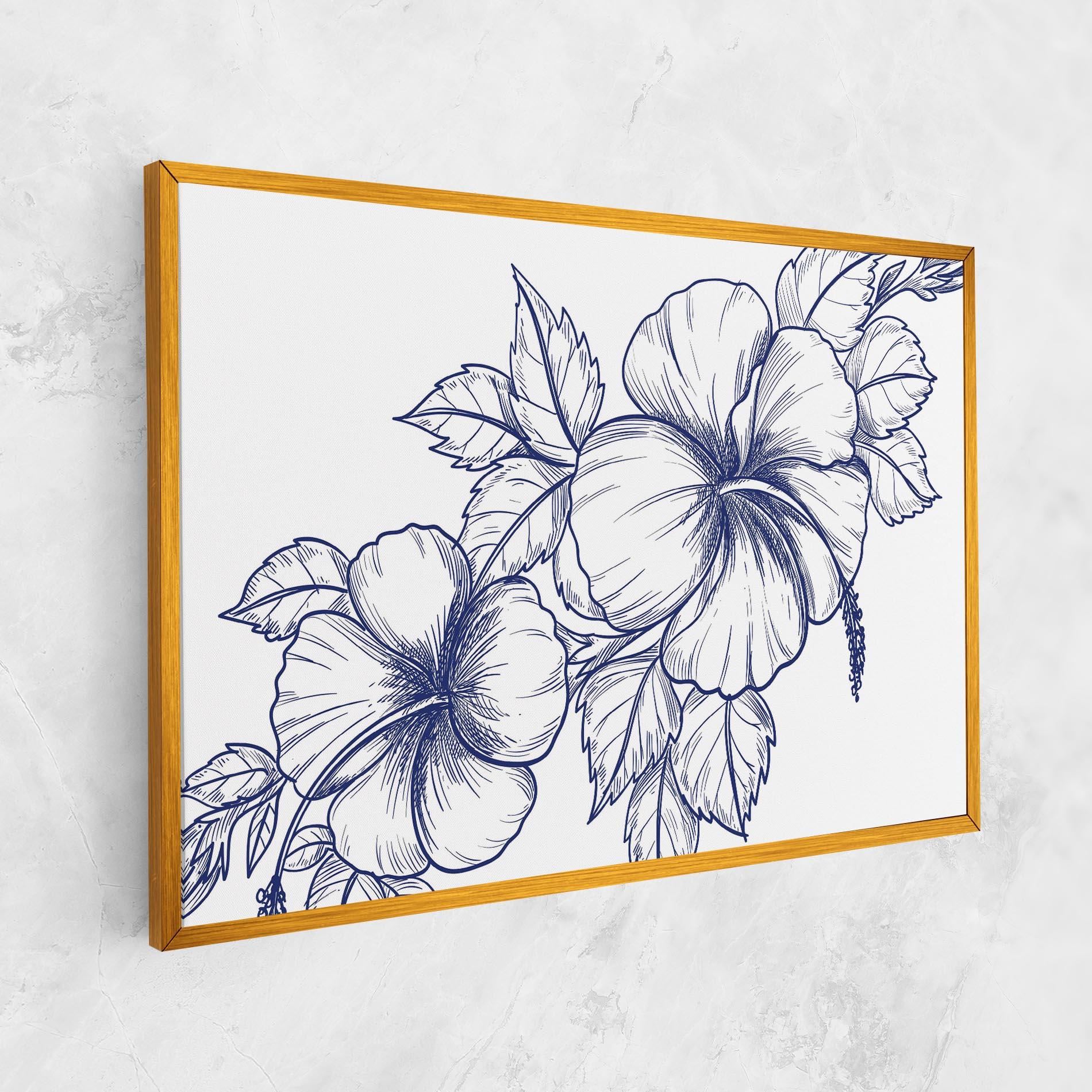 Vászonkép Dark Blue Line Flower mockup 1