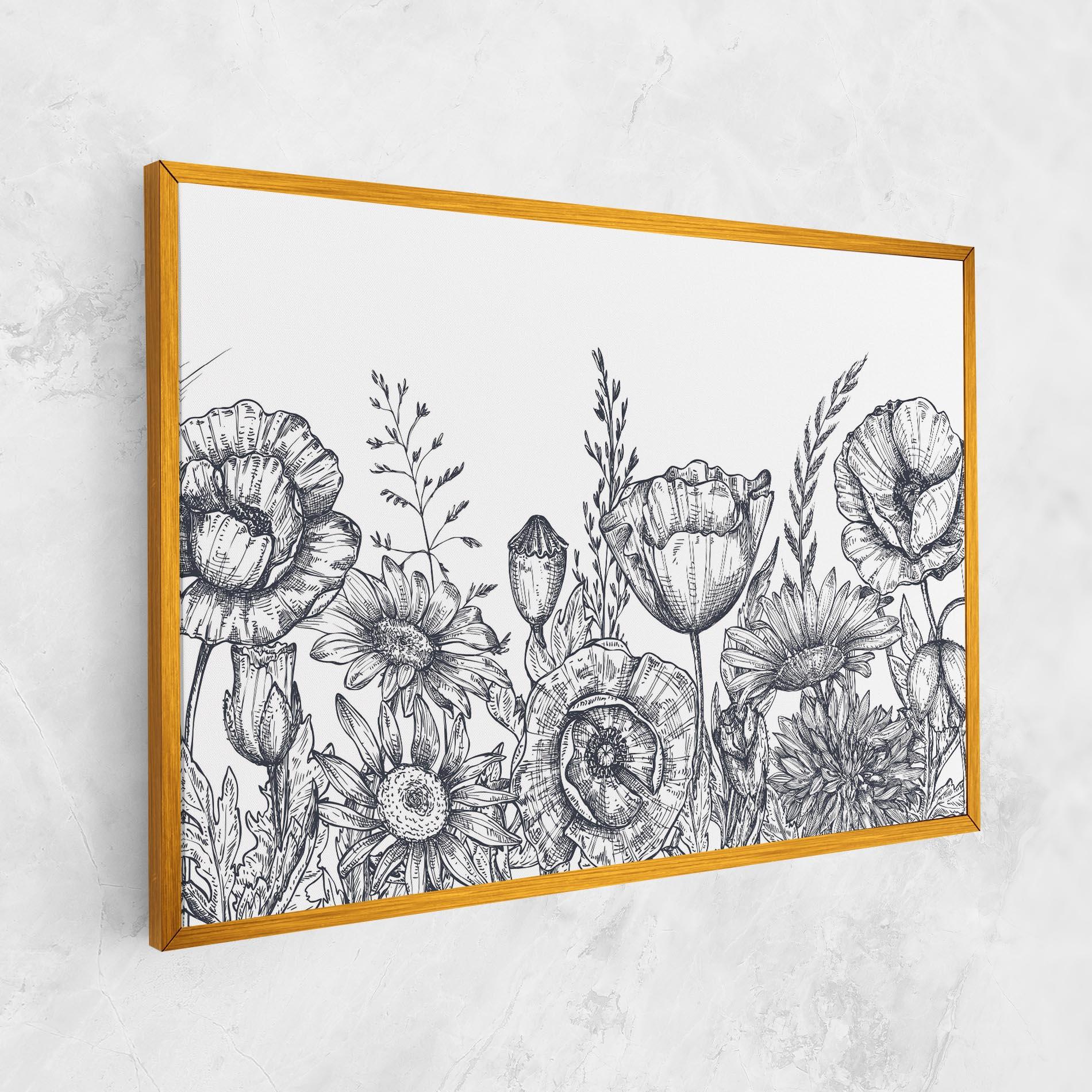 Vászonkép Flower Grey Line mockup 1