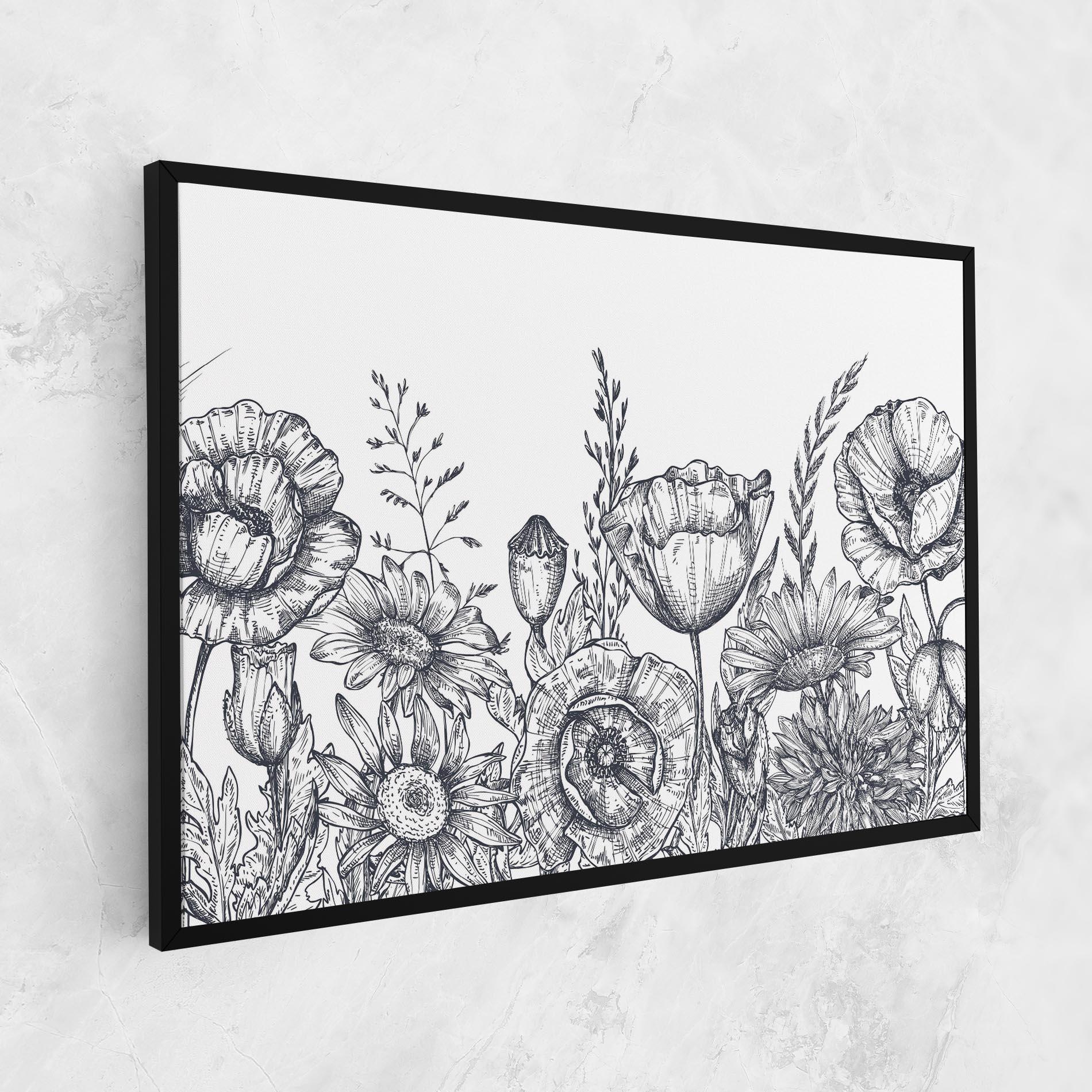 Vászonkép Flower Grey Line mockup 1
