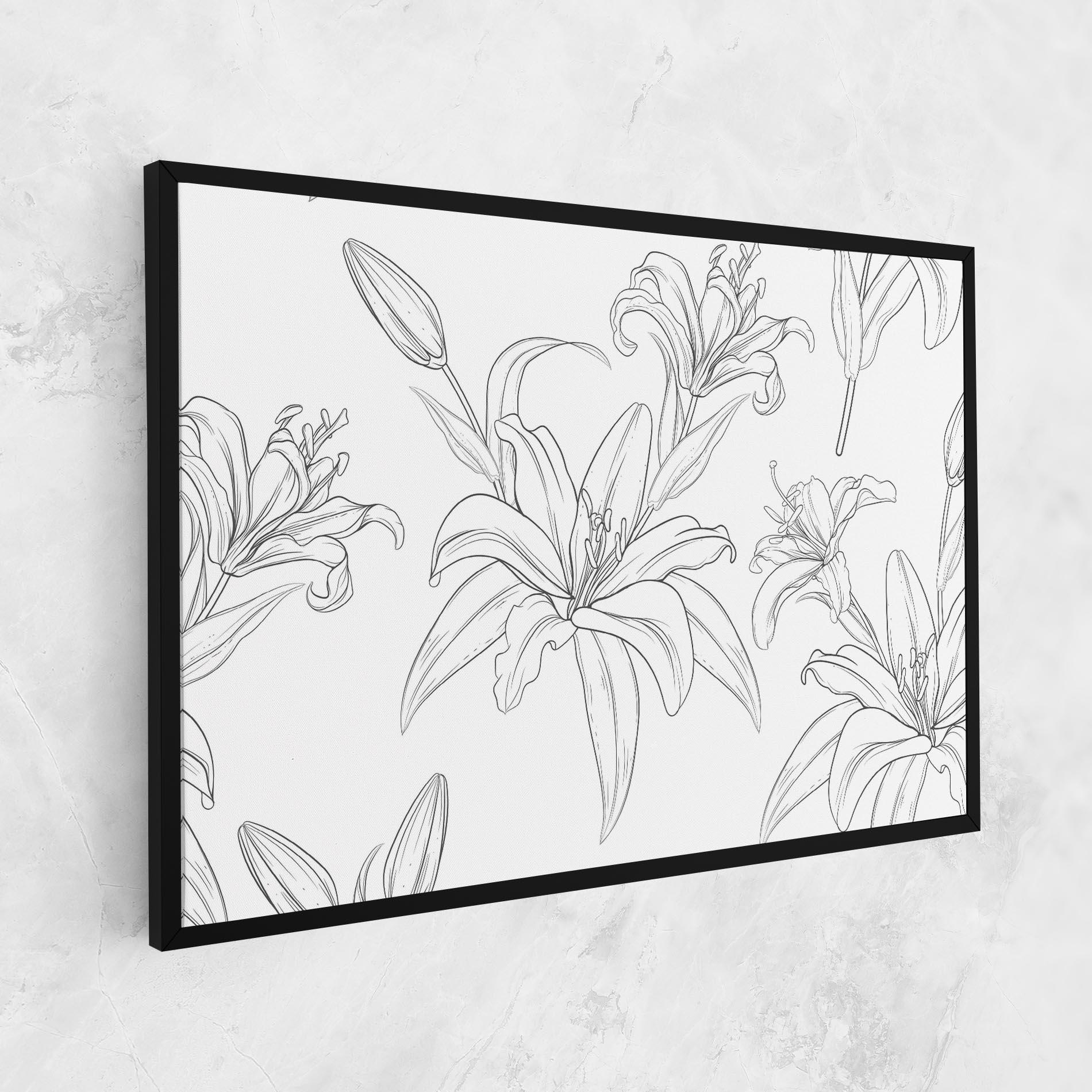 Vászonkép Grey Line Flower mockup 1