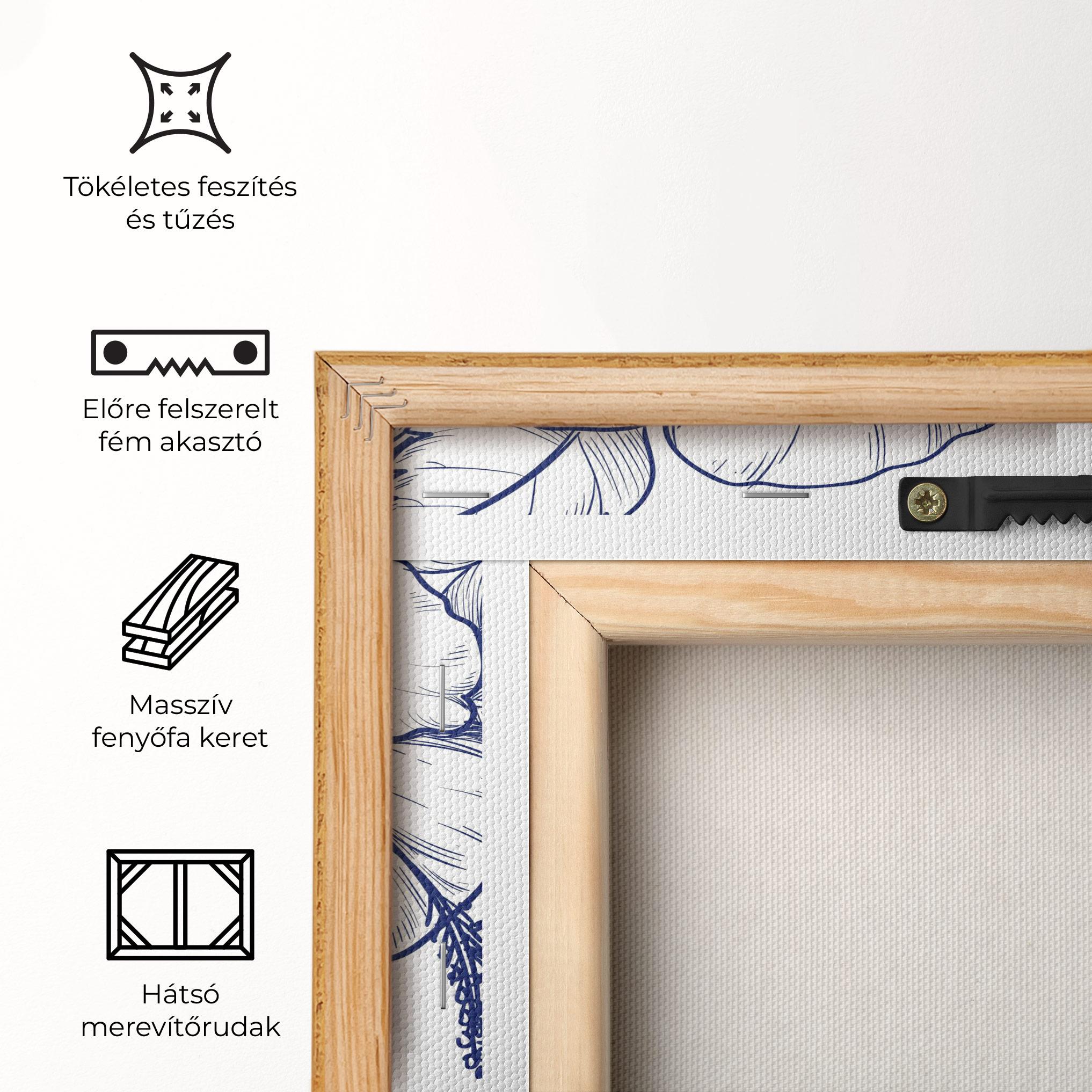 Vászonkép Dark Blue Line Flower mockup 5