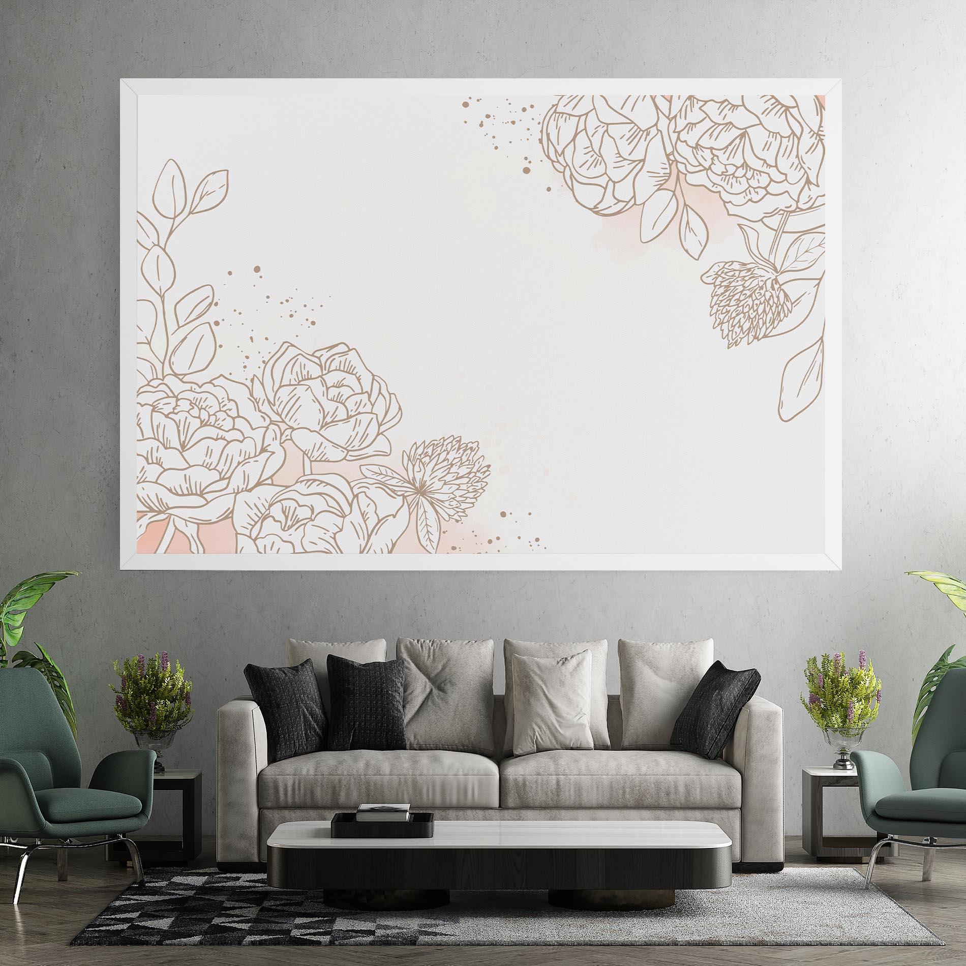 Vászonkép Cream Line Flower mockup 7