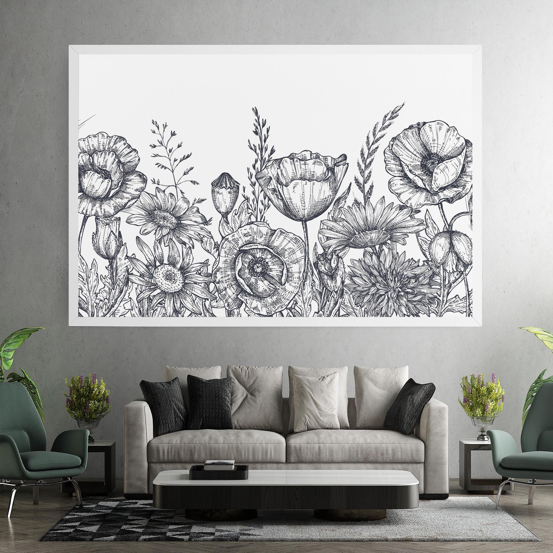 Vászonkép Flower Grey Line mockup 7