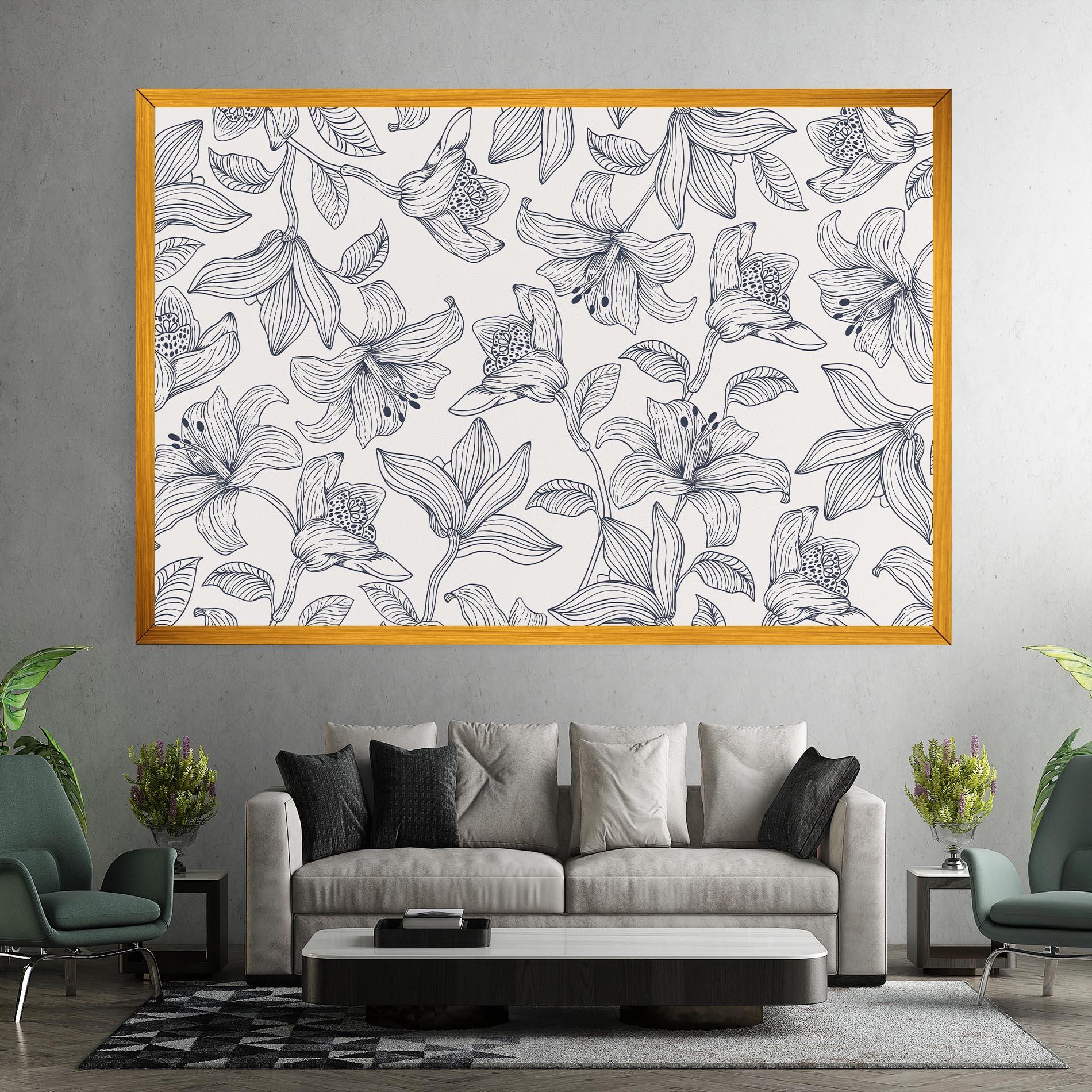 Vászonkép Blue Patern Flower mockup 7