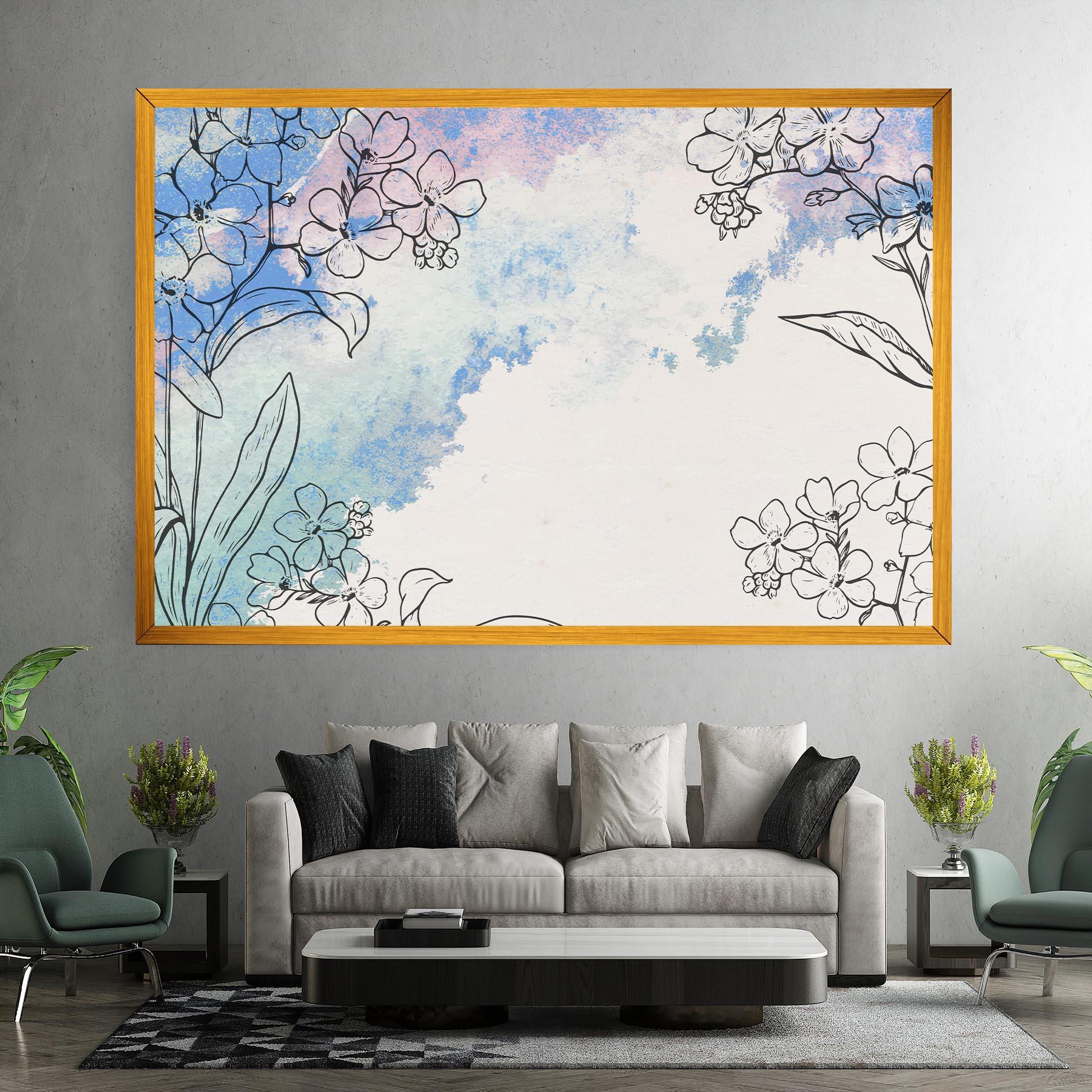 Vászonkép Blue Watercolor Flower mockup 7