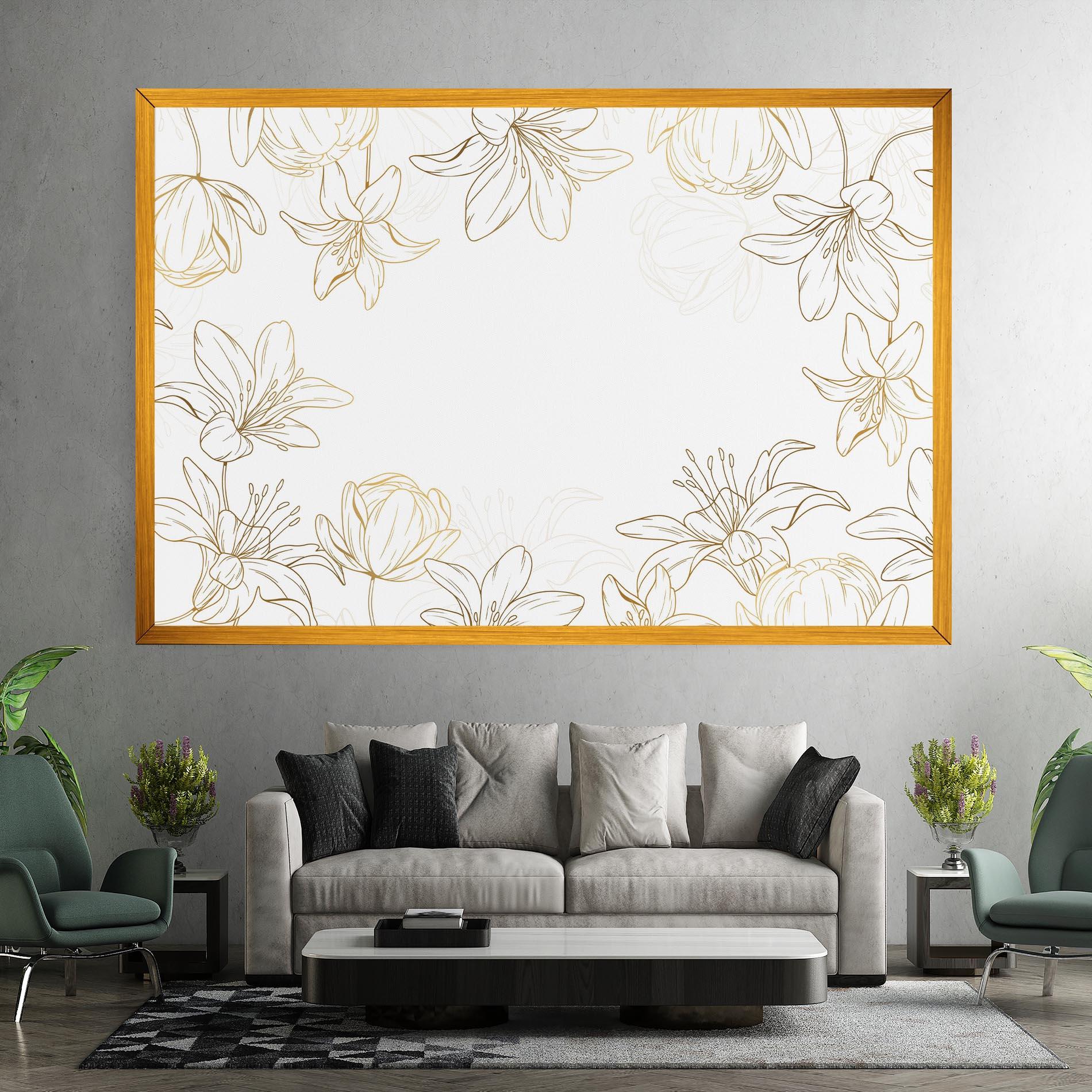Vászonkép Gold Line Flower mockup 7