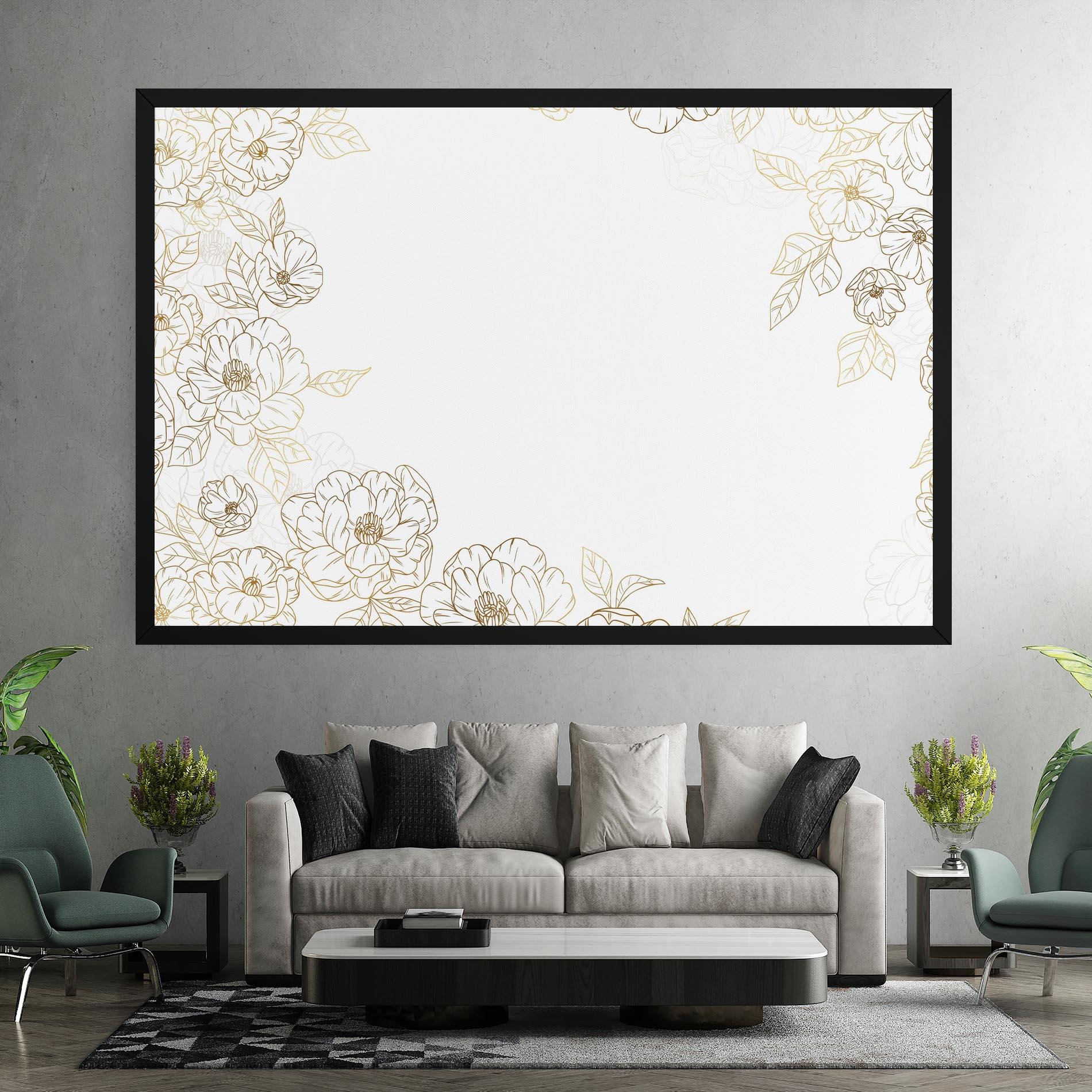Vászonkép Flower Gold Line mockup 7