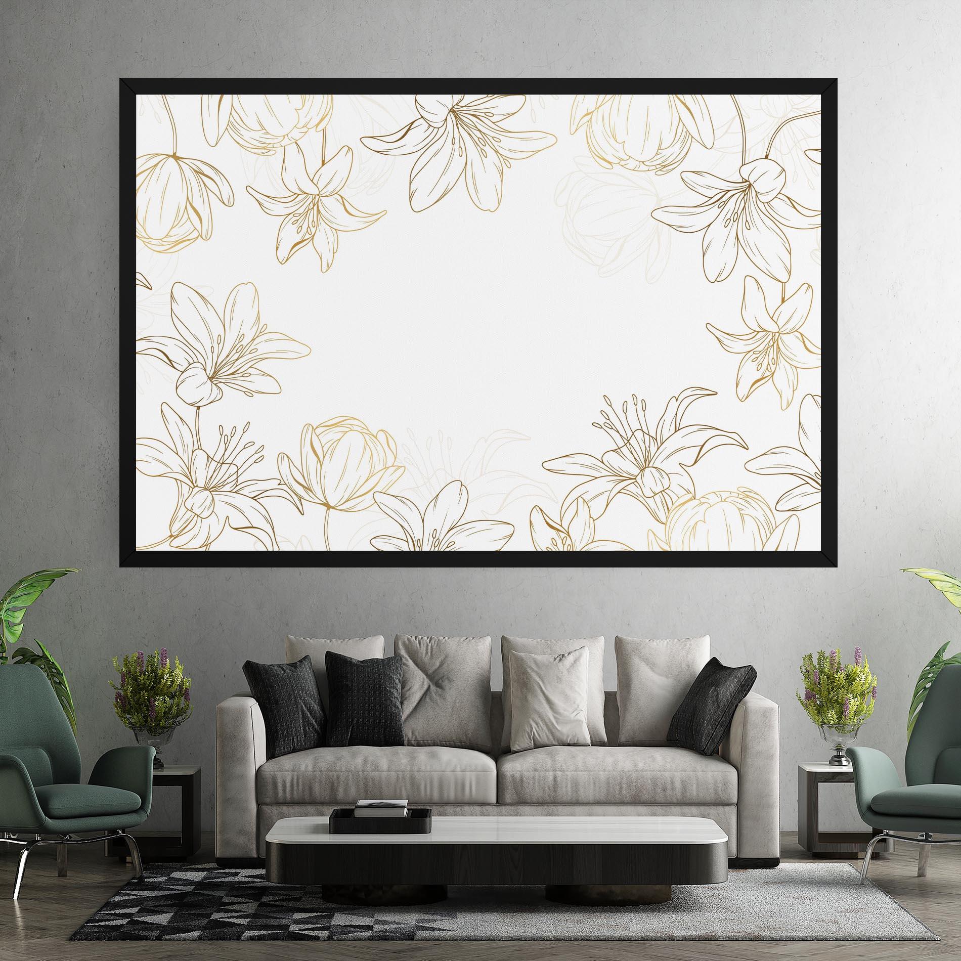 Vászonkép Gold Line Flower mockup 7