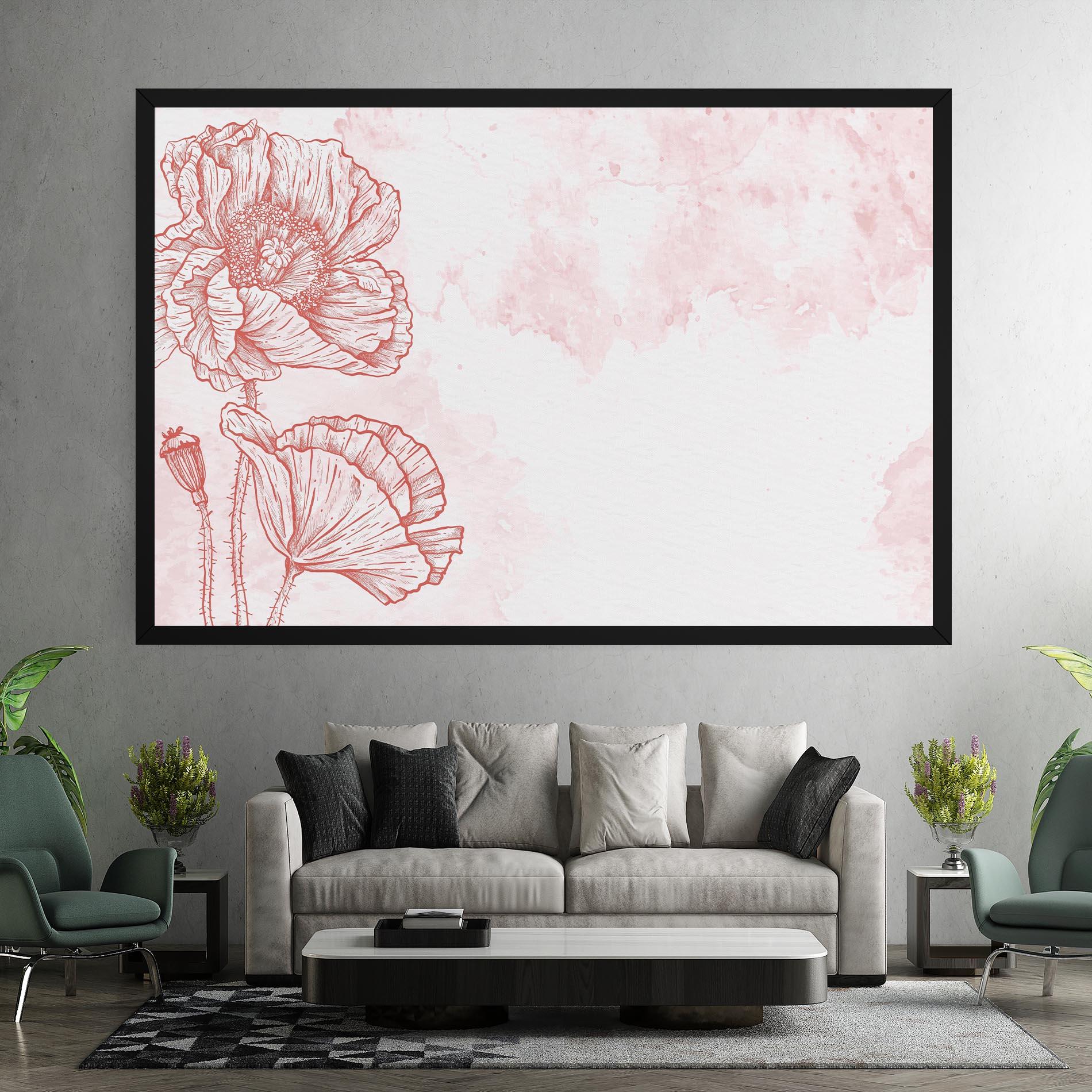 Vászonkép Red Poppy Line mockup 7