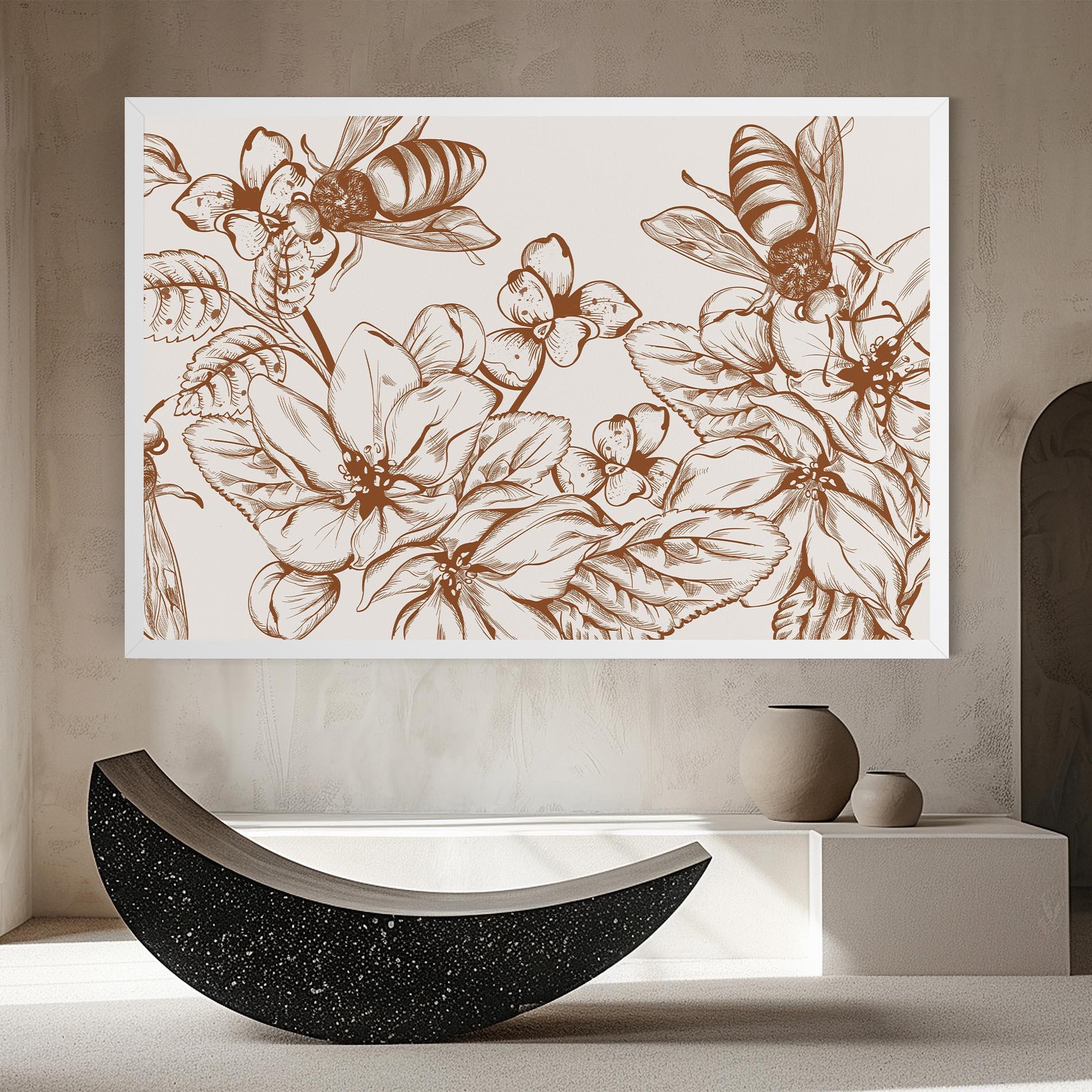 Vászonkép Bee Flower Line mockup 8