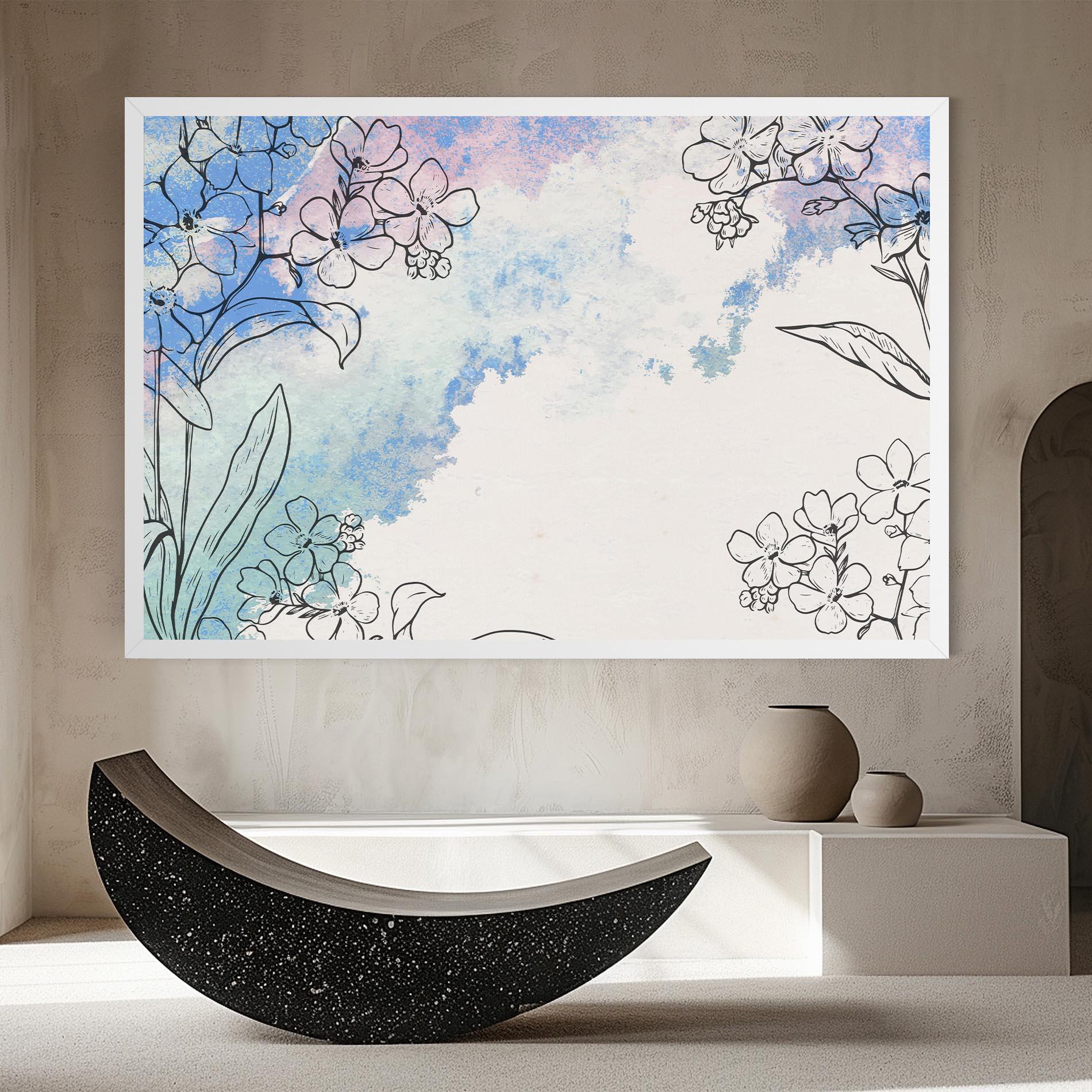 Vászonkép Blue Watercolor Flower mockup 8