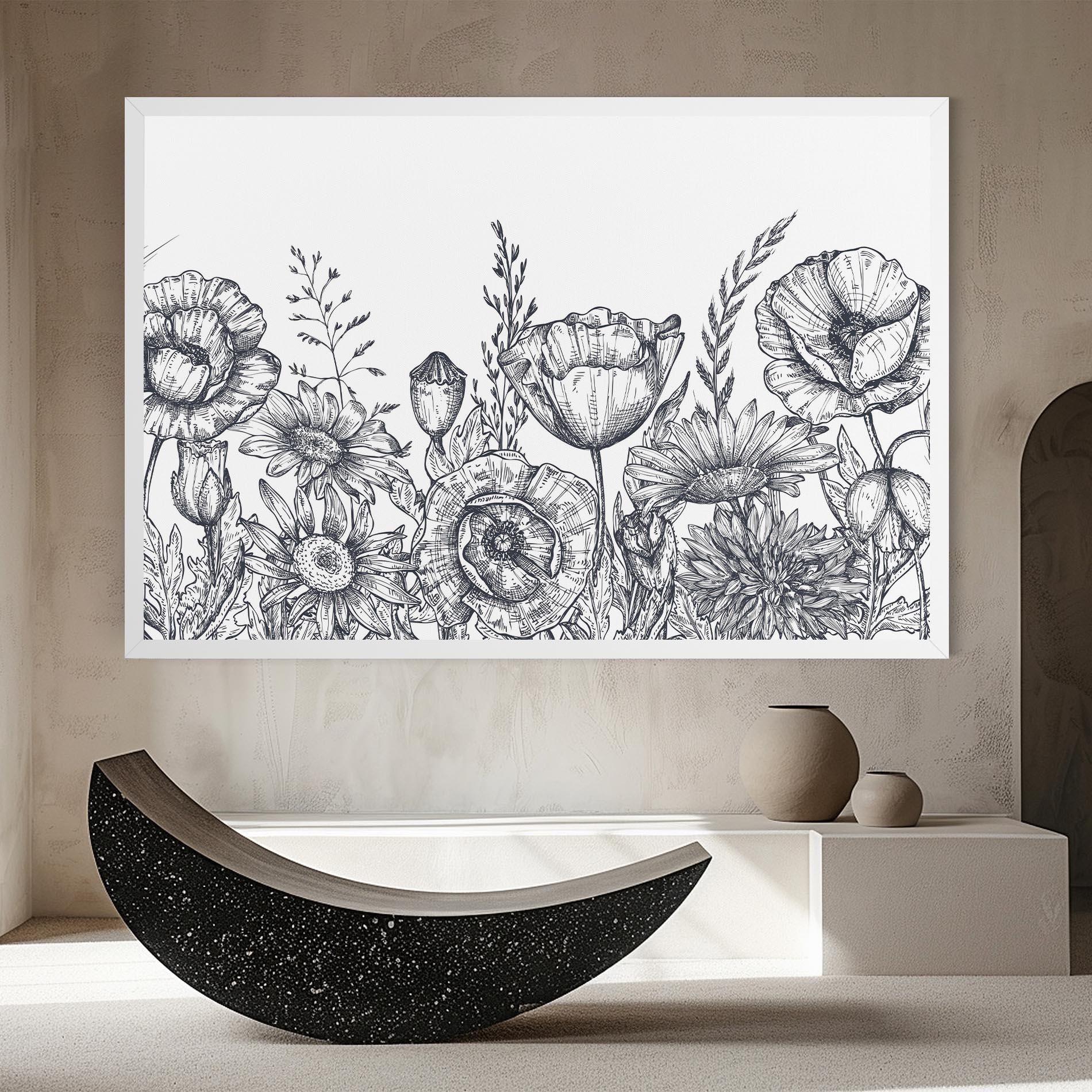 Vászonkép Flower Grey Line mockup 8